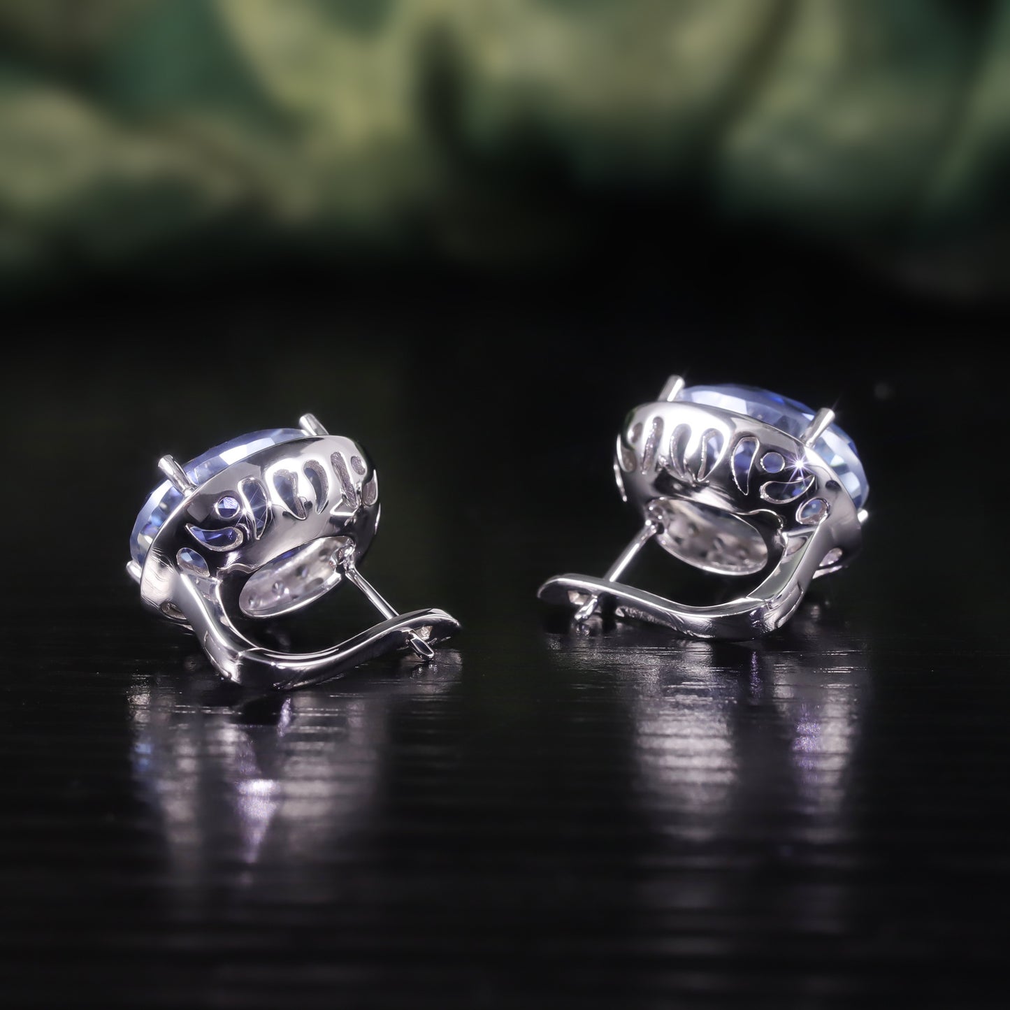 Vintage Plated Crystal Earrings s925Sterling Silver Large Carat Colorful Crystal Earrings Studs for Women