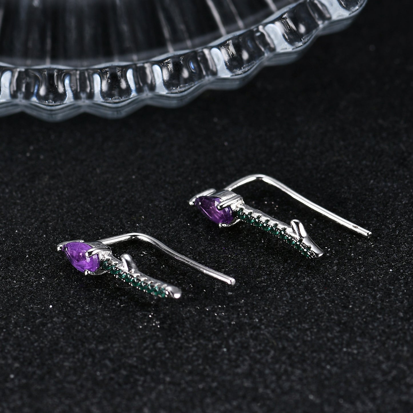 Thorn Flower Set Natural Garnet Topaz s925Sterling Silver Ring Earrings Amethyst Jewelry Set