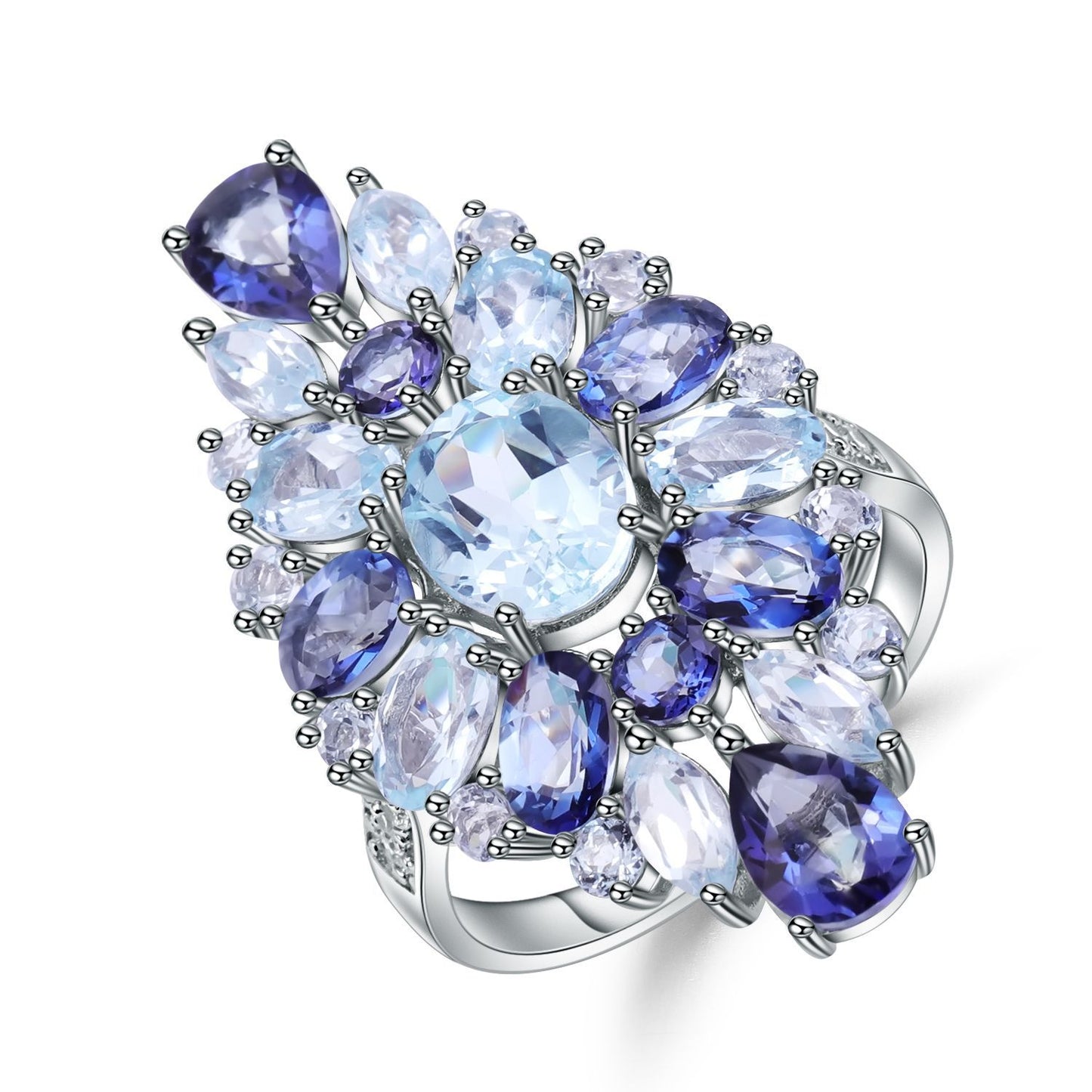 Italian Craft Jewelry Designer Gemstone Ring Luxurious and elegant s925Silver Natural Topaz Ring