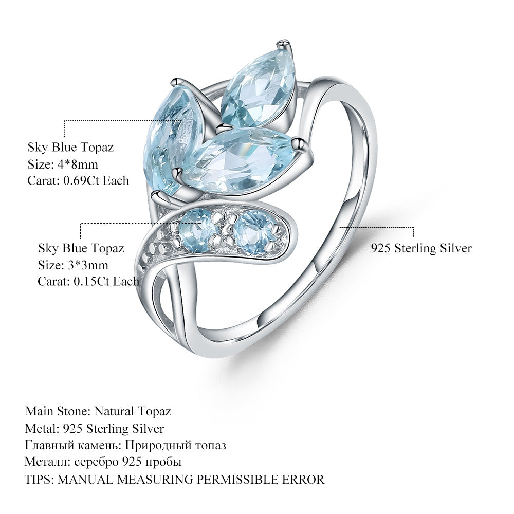 Design Sense Natural Gemstone Ring for Women Fashion Personality s925Silver Inlaid Natural Garnet Ring