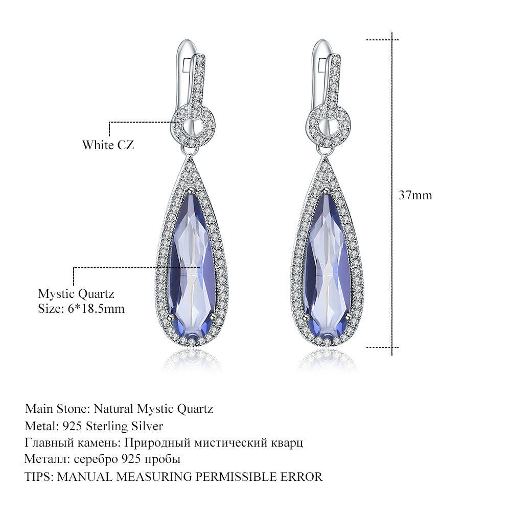 High-end Design Colorful Gemstone Earrings Luxurious Fashion s925Silver Inlaid Coated Crystal Earrings Drop Earrings