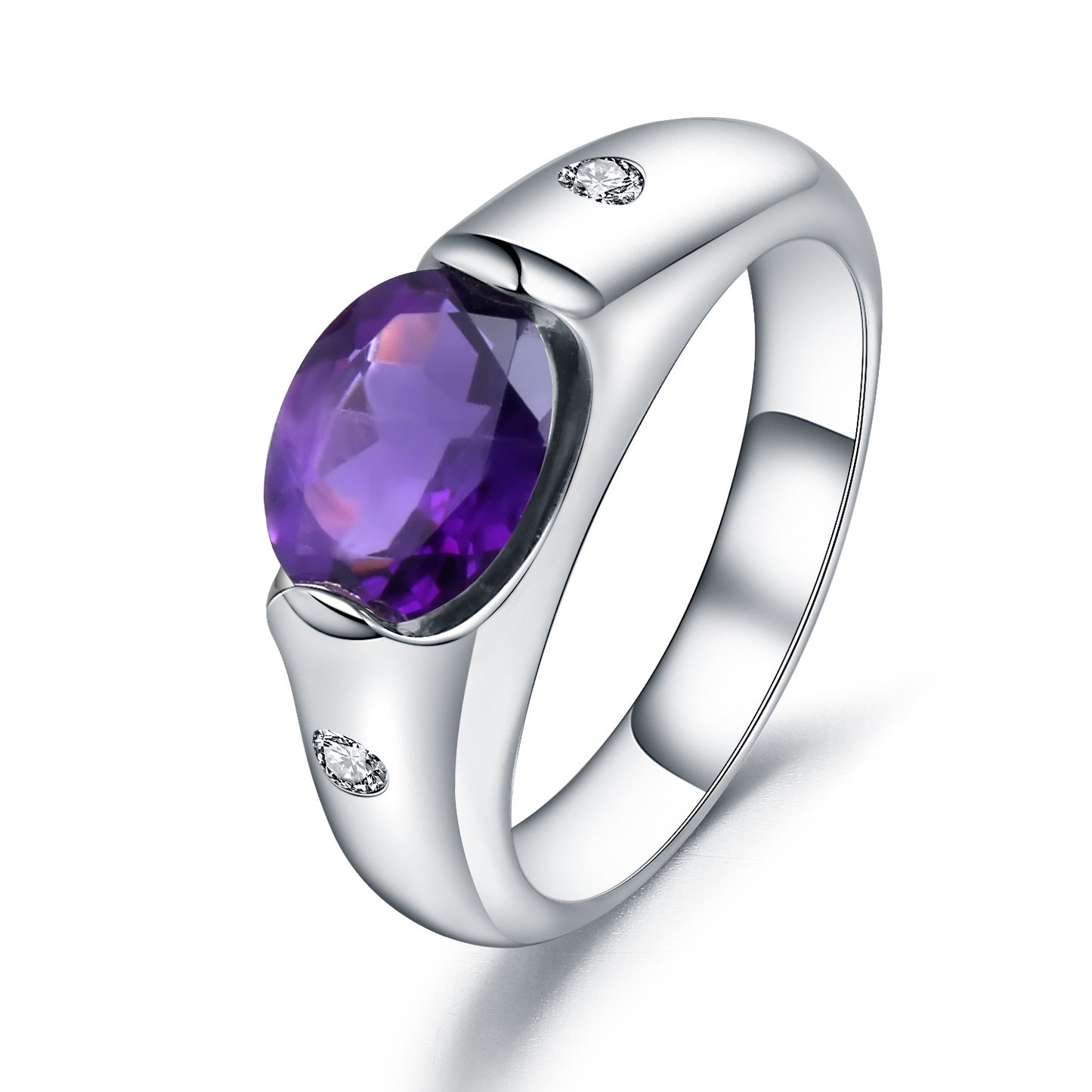 Natural Amethyst Ring In-stock Direct Supply Fashionable Light Luxury s925Sterling Silver Exquisite Inlaid Natural Gemstone Ring