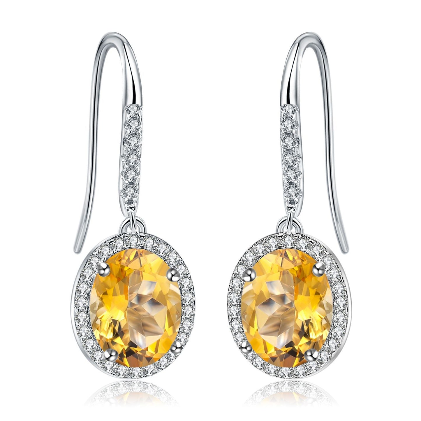 Natural Stone Women's Earrings Jewelry Vintage Personality s925Silver Inlaid Yellow Crystal Earrings Gemstone Drop Earrings
