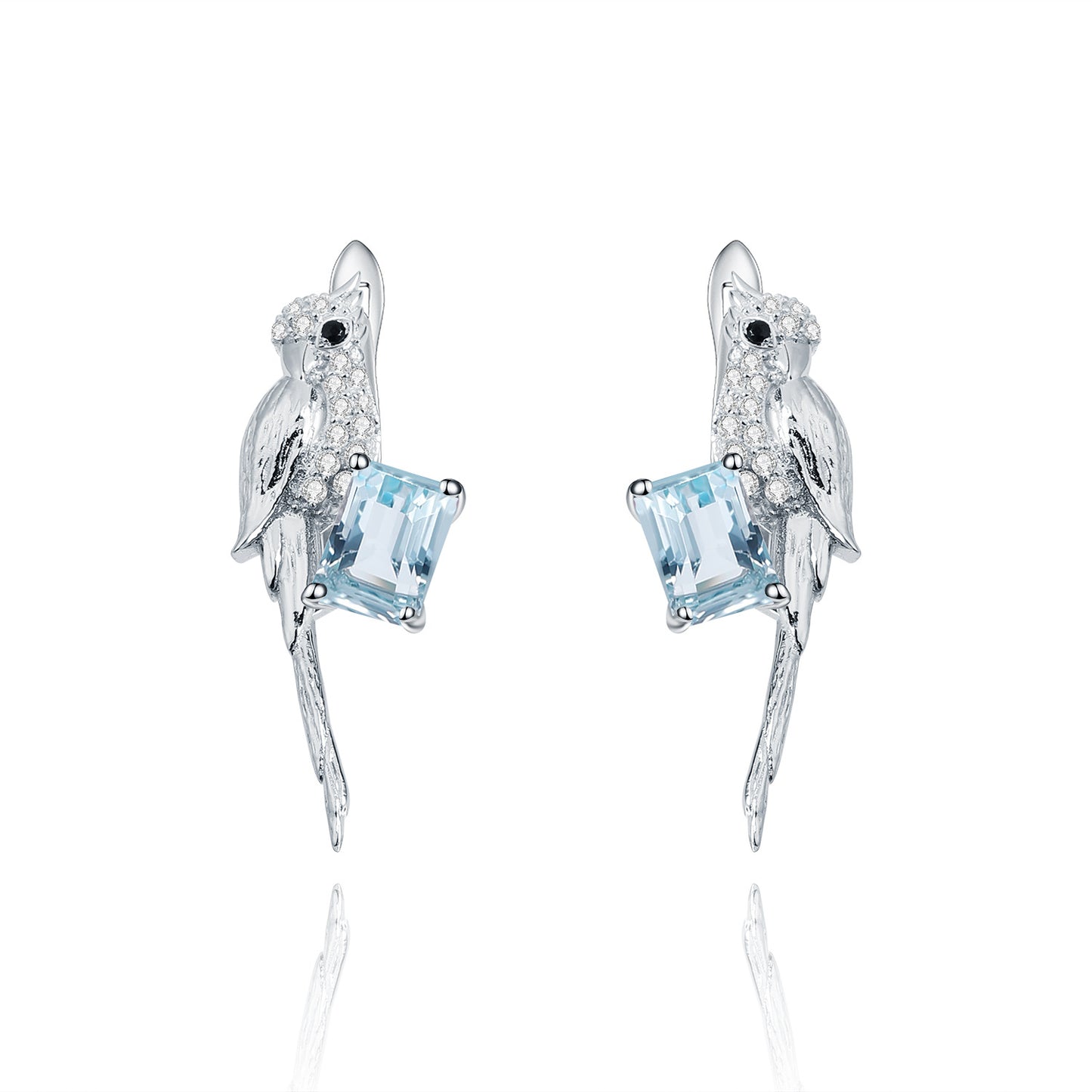 Designer High-End French Romantic Earrings Bird Design s925Silver Natural Amethyst Stud Earrings