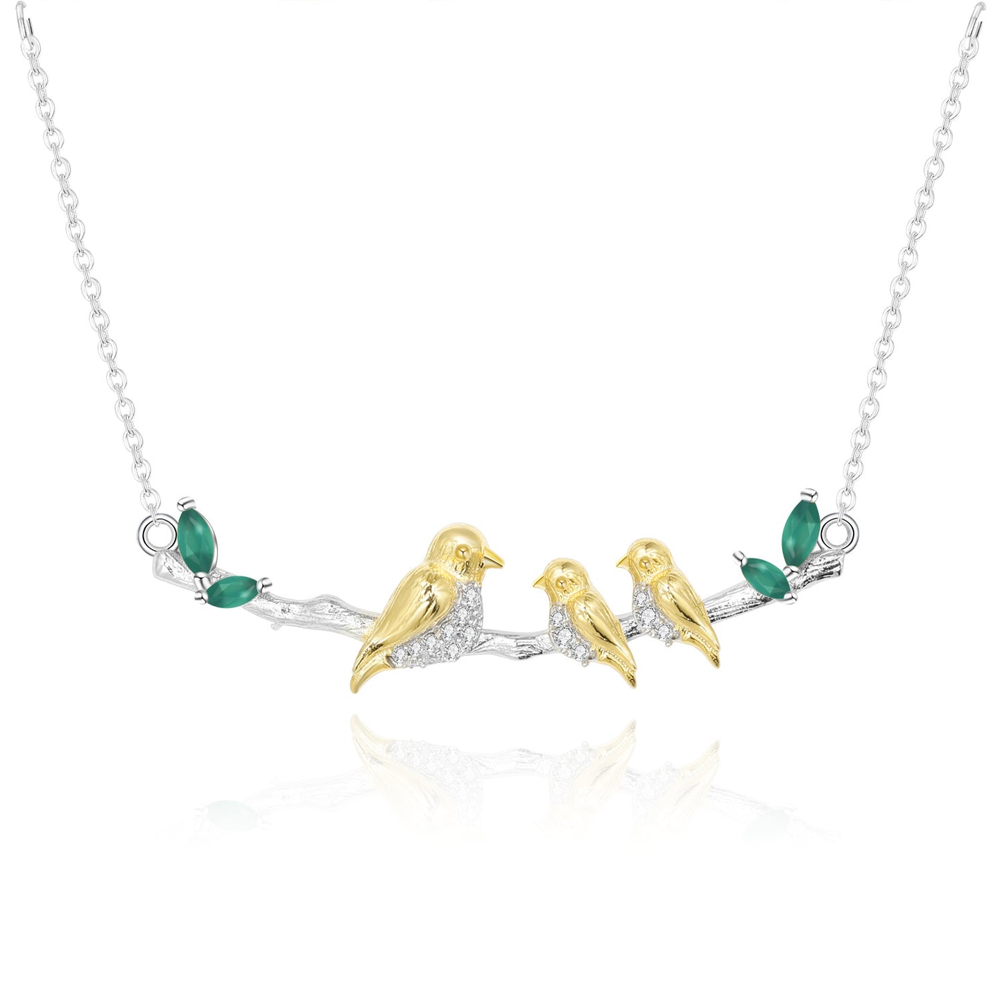 Designer High-End Pendant Bird Natural Style Design s925Silver Natural Gemstone Necklace Pendant