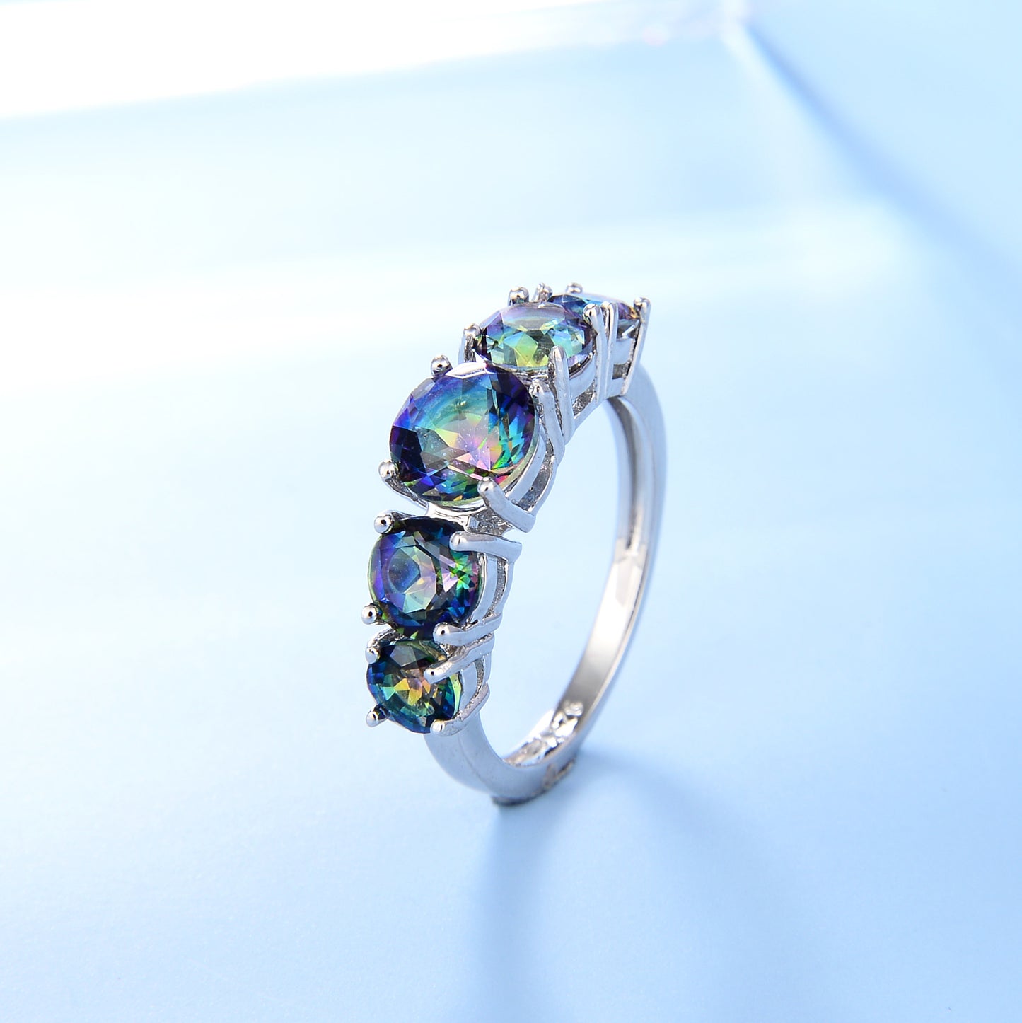 Factory Direct Supply Colorful Crystal Rings for Women Vintage Inlaid Natural Stone s925Silver Color Gemstone Ring
