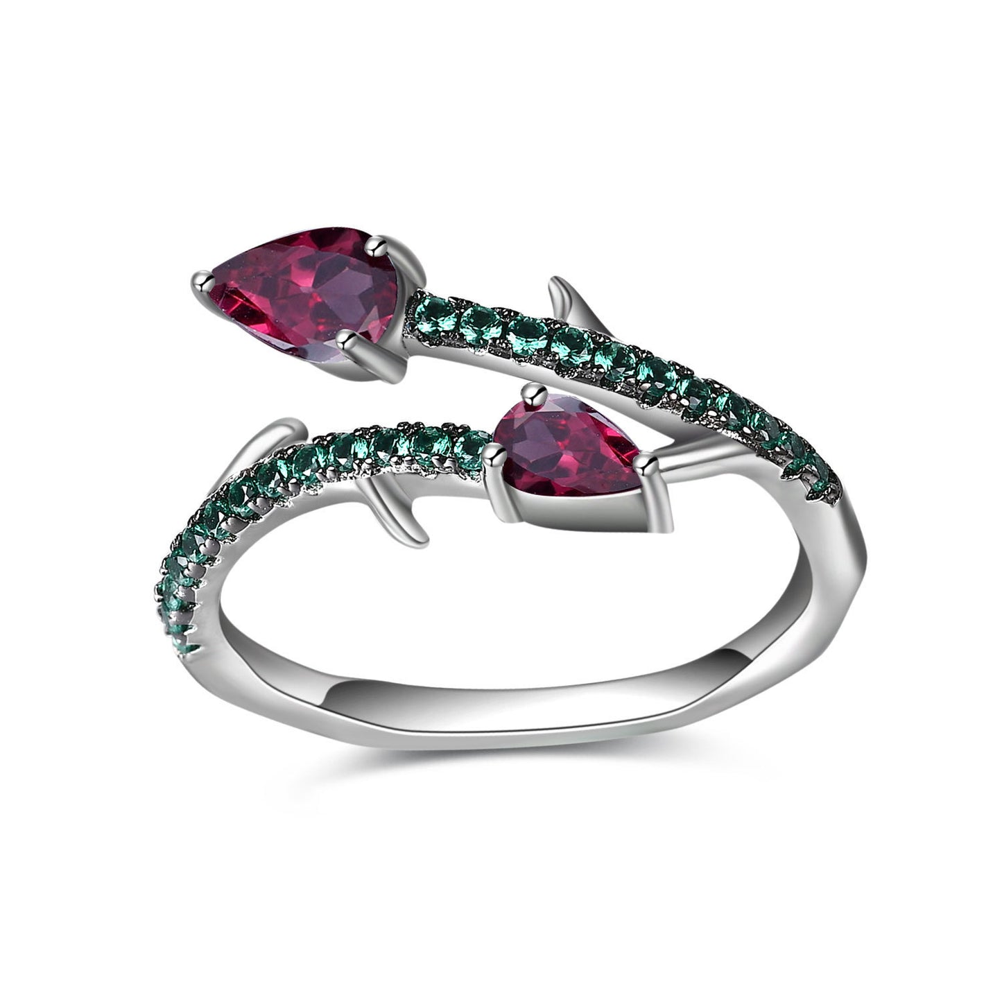 Thorn Bud Designer Gemstone Ring Adjustable s925Silver Inlaid Natural Gemstone Topaz Ring