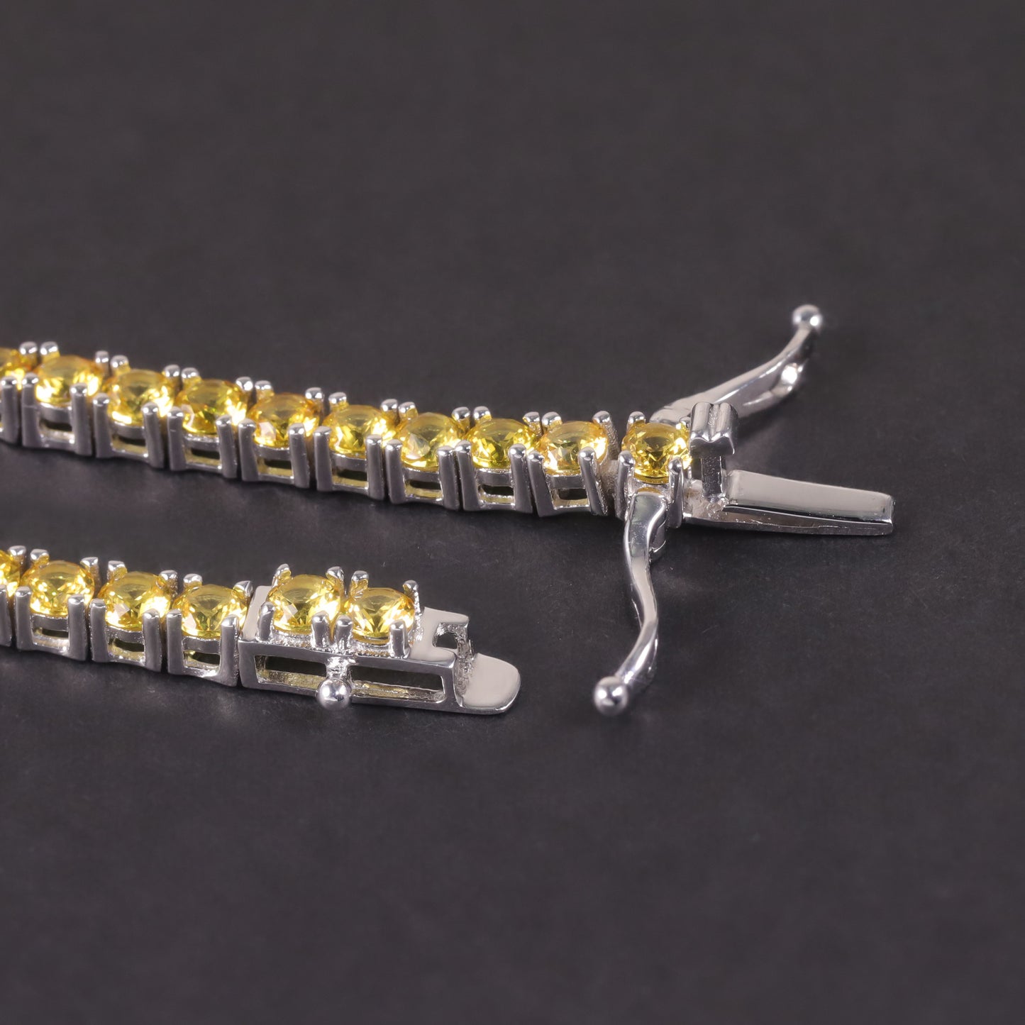 ins Wind Yellow Gemstone Bracelet3/4/5mm Tennis Chain Gift s925Sterling Silver Inlaid Cultivated Sapphire Bracelet for Women