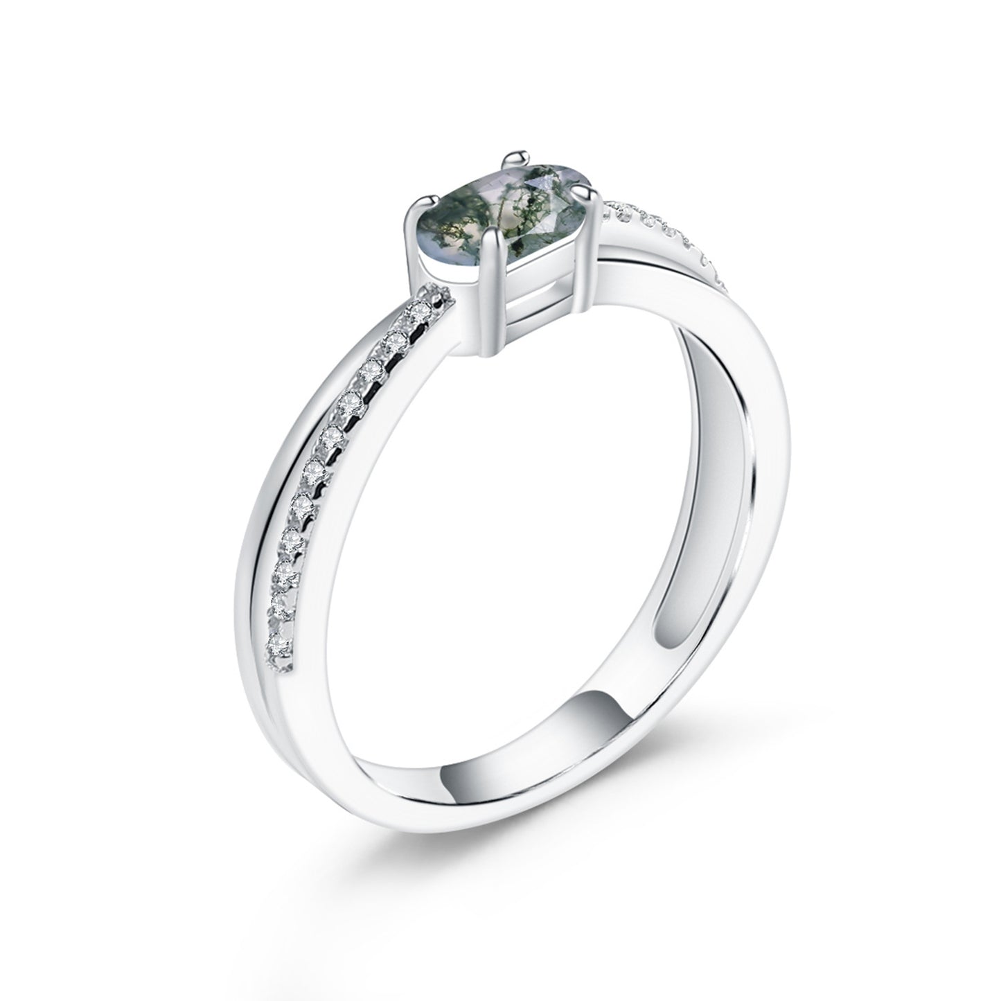 Natural Agate Ring Stackable S925Sterling Silver Ring Gemstone Simple Set Ring