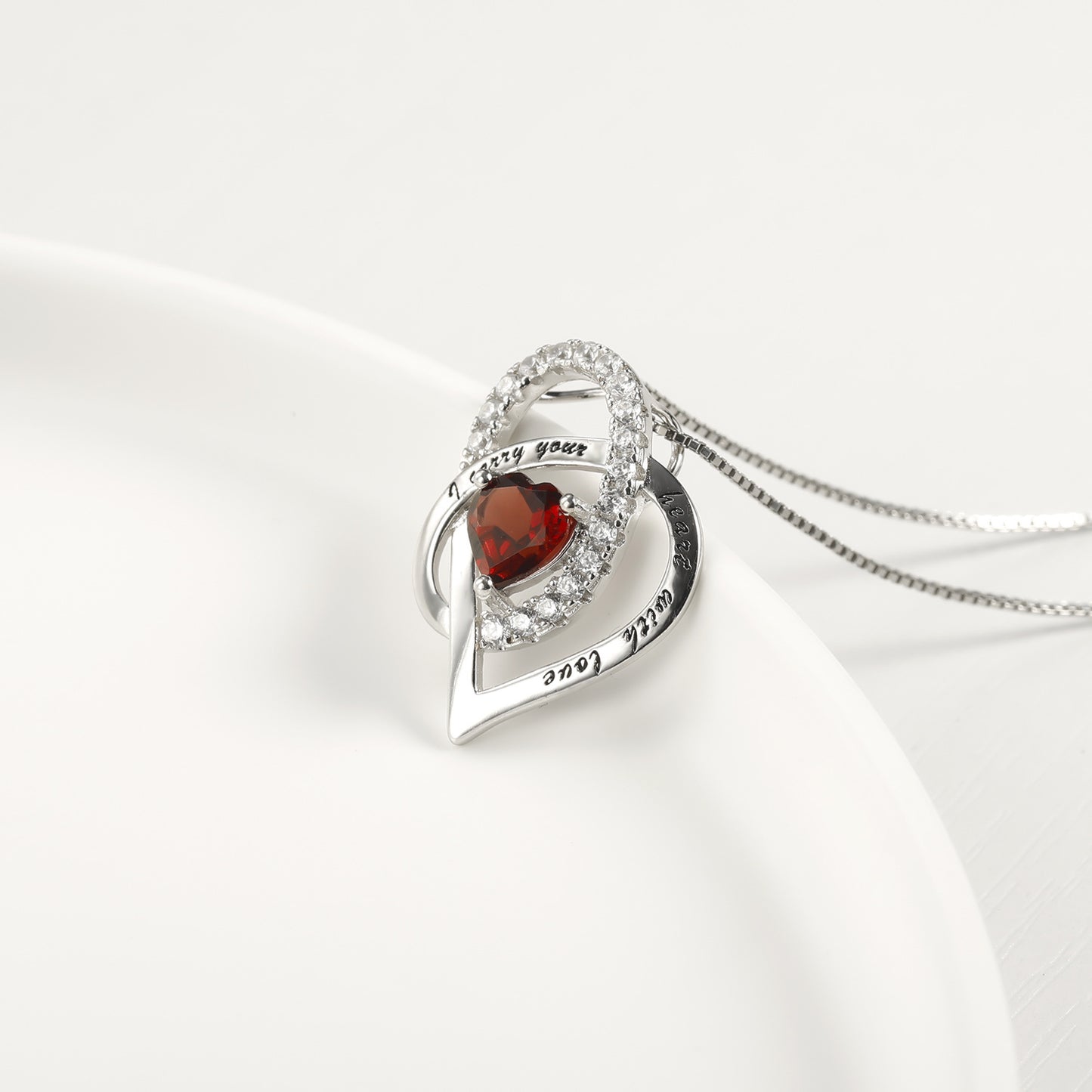 Luxurious High-End Gemstone Pendant Interlocking Design December Birthstone s925Silver Necklace Pendant