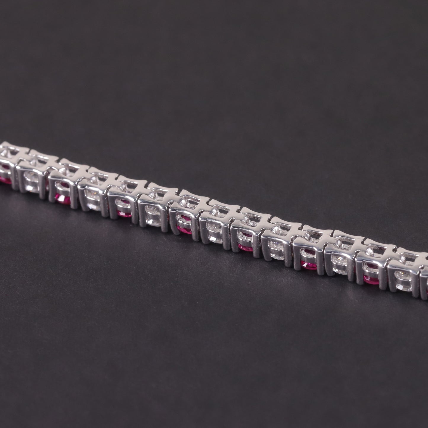 Fashion Moissanite Bracelet3/4/5mm Tennis chain two-color s925Sterling Silver Inlaid Cultivated Ruby Bracelet Personality