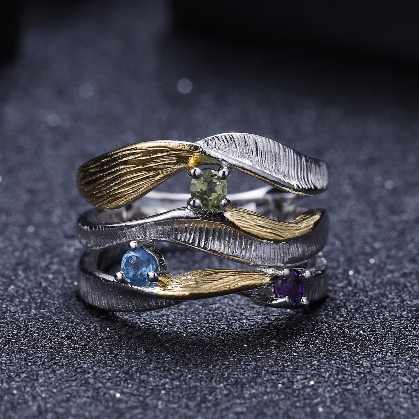Designer High-End Luxury Jewelry Set s925Sterling Silver Inlaid Gemstone Ring Earrings Pendant