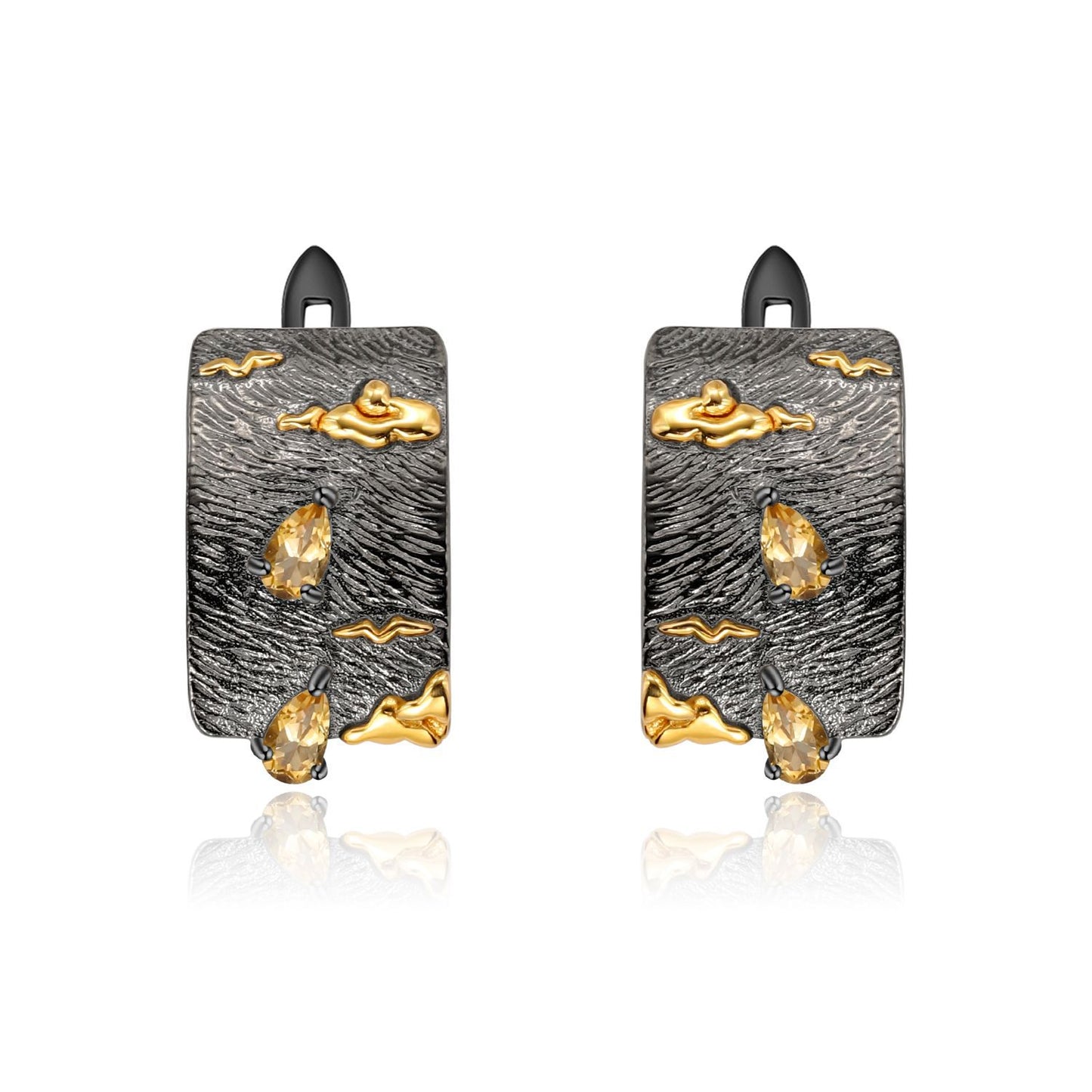 Designer High-End Gemstone Earrings Italian Craftsmanship Retro925Silver Natural Topaz Stud Earrings