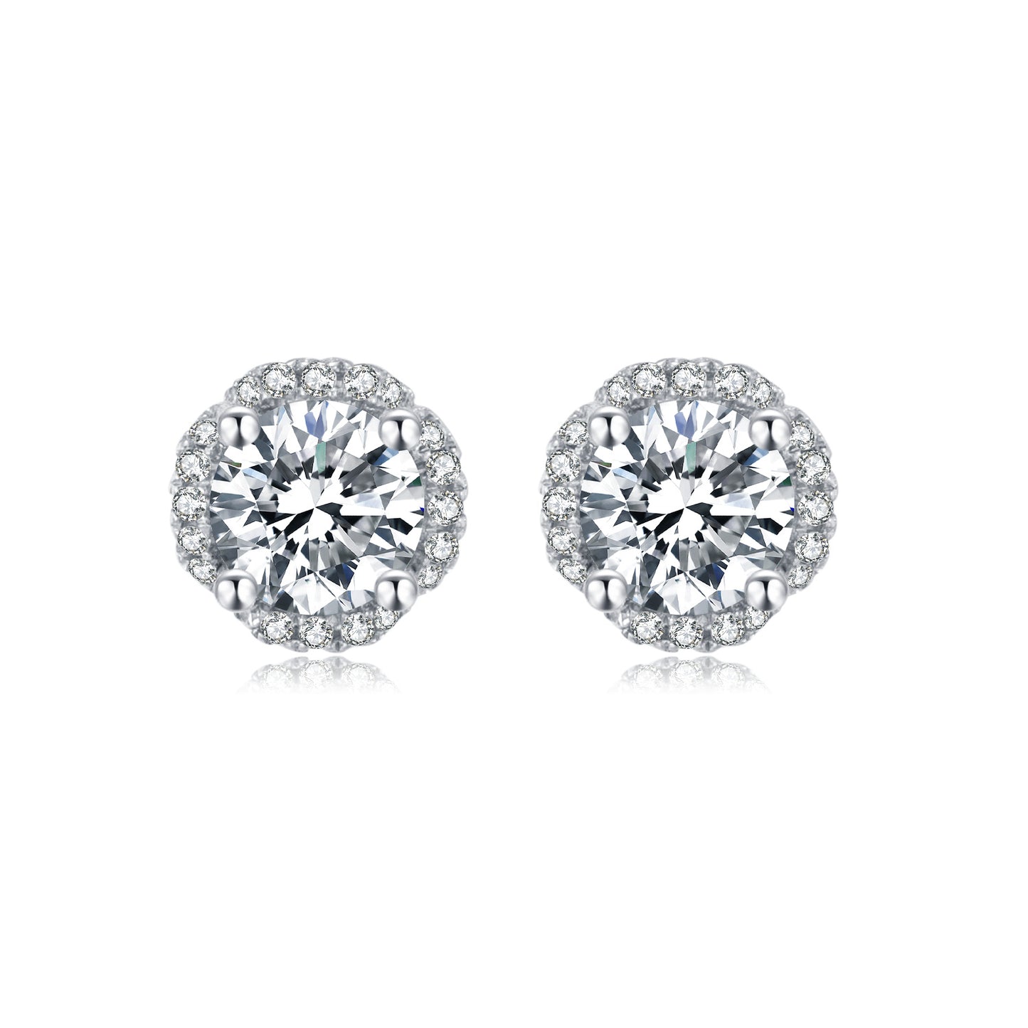 Earrings Necklace Two-Piece Set Korean Style Light Luxury s925Sterling Silver Inlaid1Carat Moissanite Jewelry Set