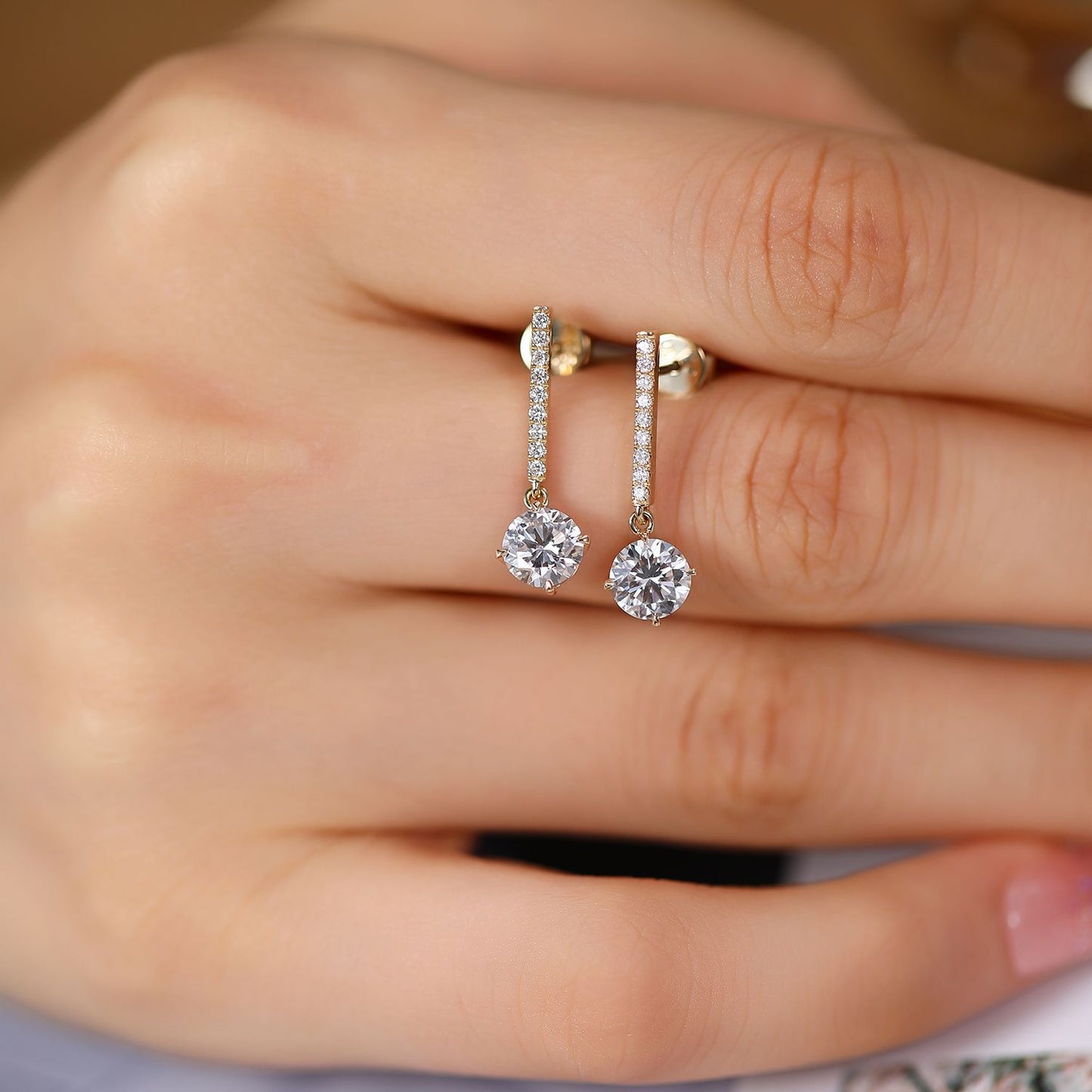 Luxurious Round Cultivated Diamond Stud Earrings14k Gold Inlaid Genuine Diamond Earrings k Gold Diamond0.5Carat Earrings