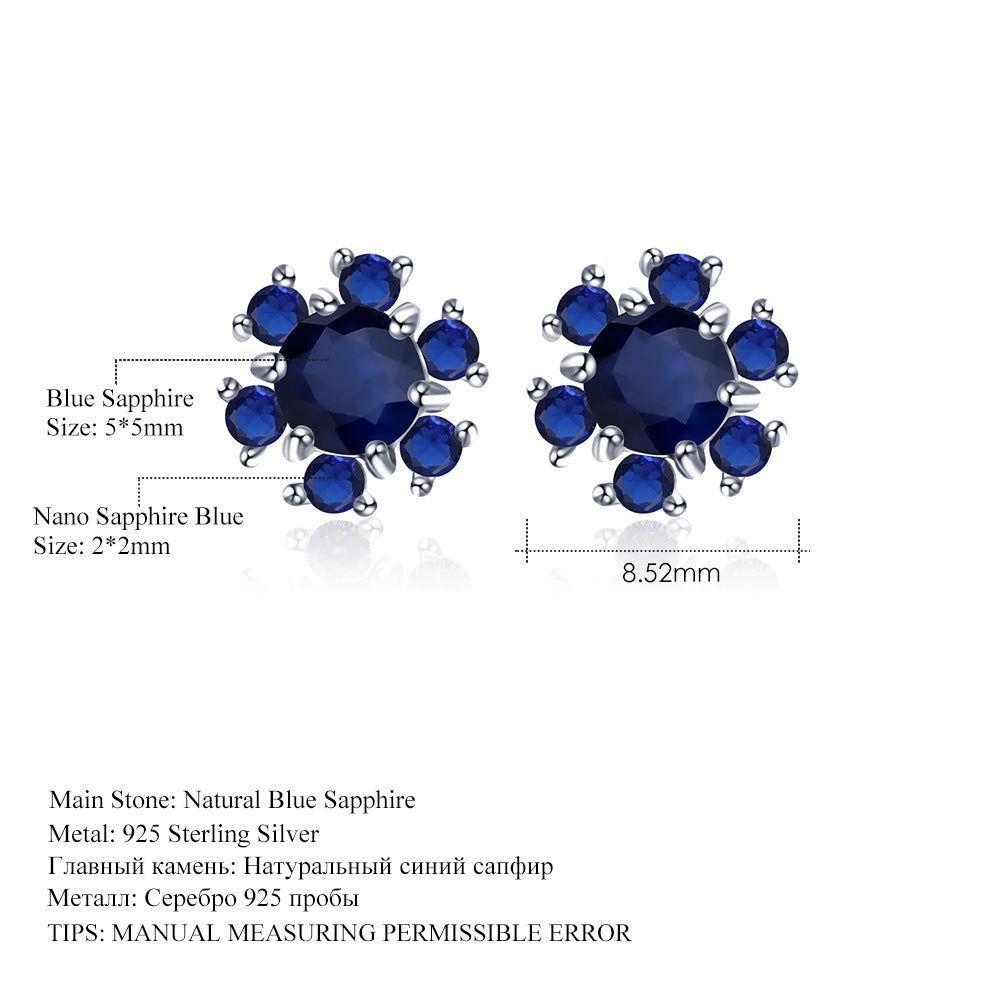 In Stock Fashion Simple Temperament Eardrops Popular s925Sterling Silver Inlaid Natural Colored Gems Earrings Earrings