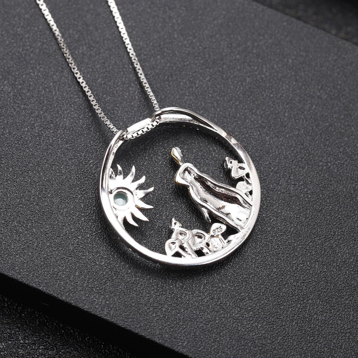 Designer Chinese Style Element Pendant Twelve Zodiac Series Jade Rabbit 925Silver Natural Gemstone Necklace Pendant