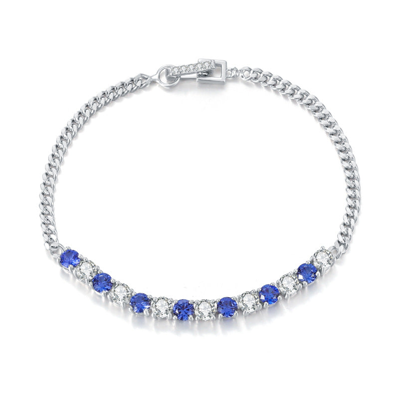 High-end Elegant Cultivated Sapphire Moissanite Bracelet for Women s925Sterling Silver Inlaid Sapphire Bracelet Spring Summer