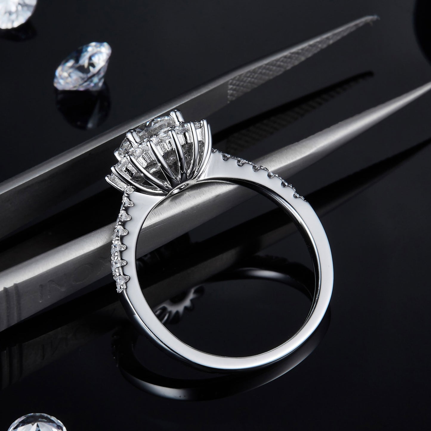 New Sunflower Natural Style Belt GRA Certificate Moissanite Ring s925Sterling Silver Inlaid1Carat Moissanite Ring