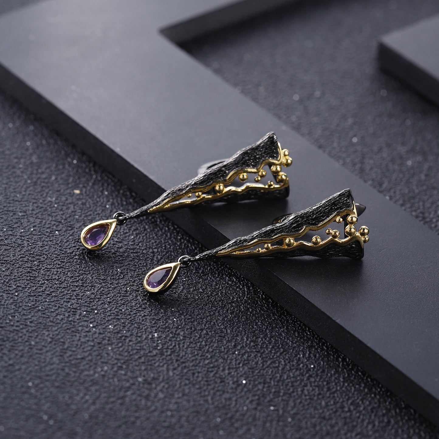 Designer High-End Gemstone Earrings Italian Craftsmanship Retro925Silver Natural Amethyst Earrings Drop Earrings