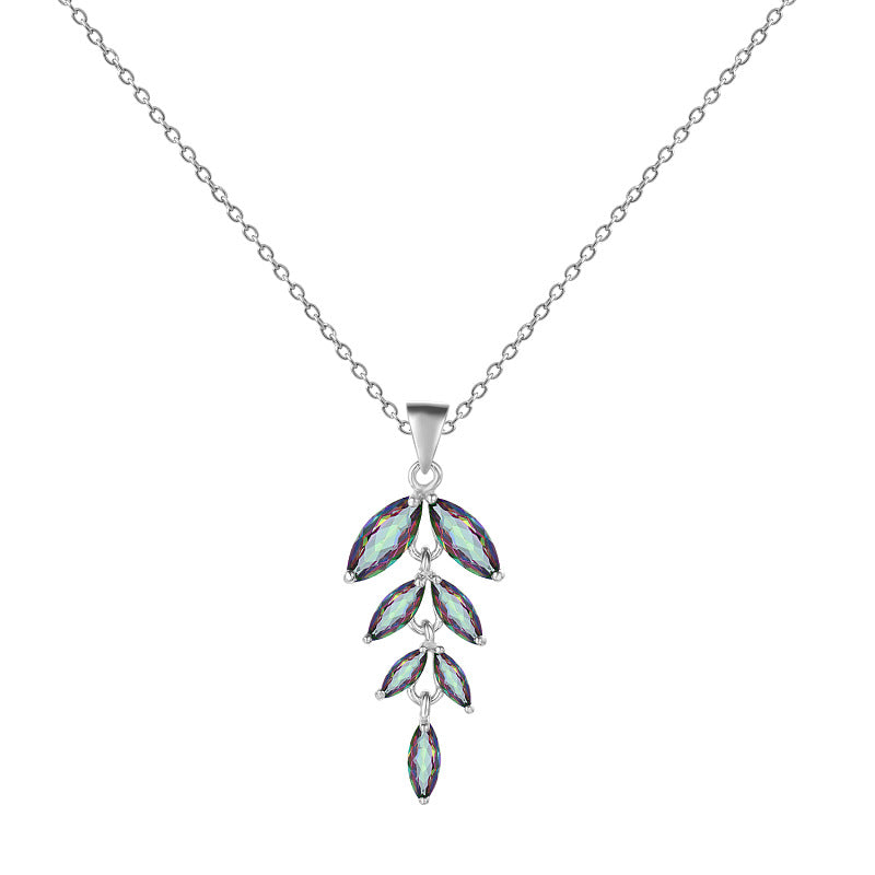 Fashionable Design Stone Necklace Pendant Niche925Sterling Silver Inlaid with Natural Gemstones and Cross Chain Pendant Necklace