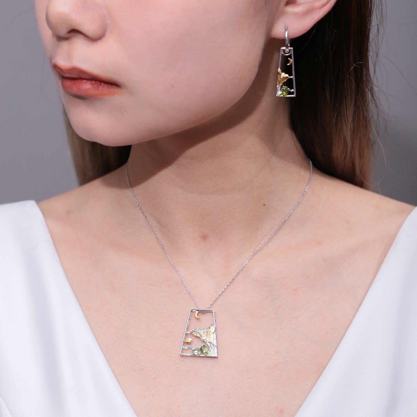 Moonlight Sparkling Full Painting Boat High Aesthetic ins Wind Pendant S925Sterling Silver Natural Gemstone Original Design Necklace