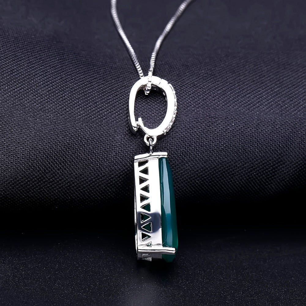 Fashionable Light Luxury Natural Green Agate Necklace Pendant Personality Large Carat925Silver Inlaid Crystal Colorful Gemstone Pendant