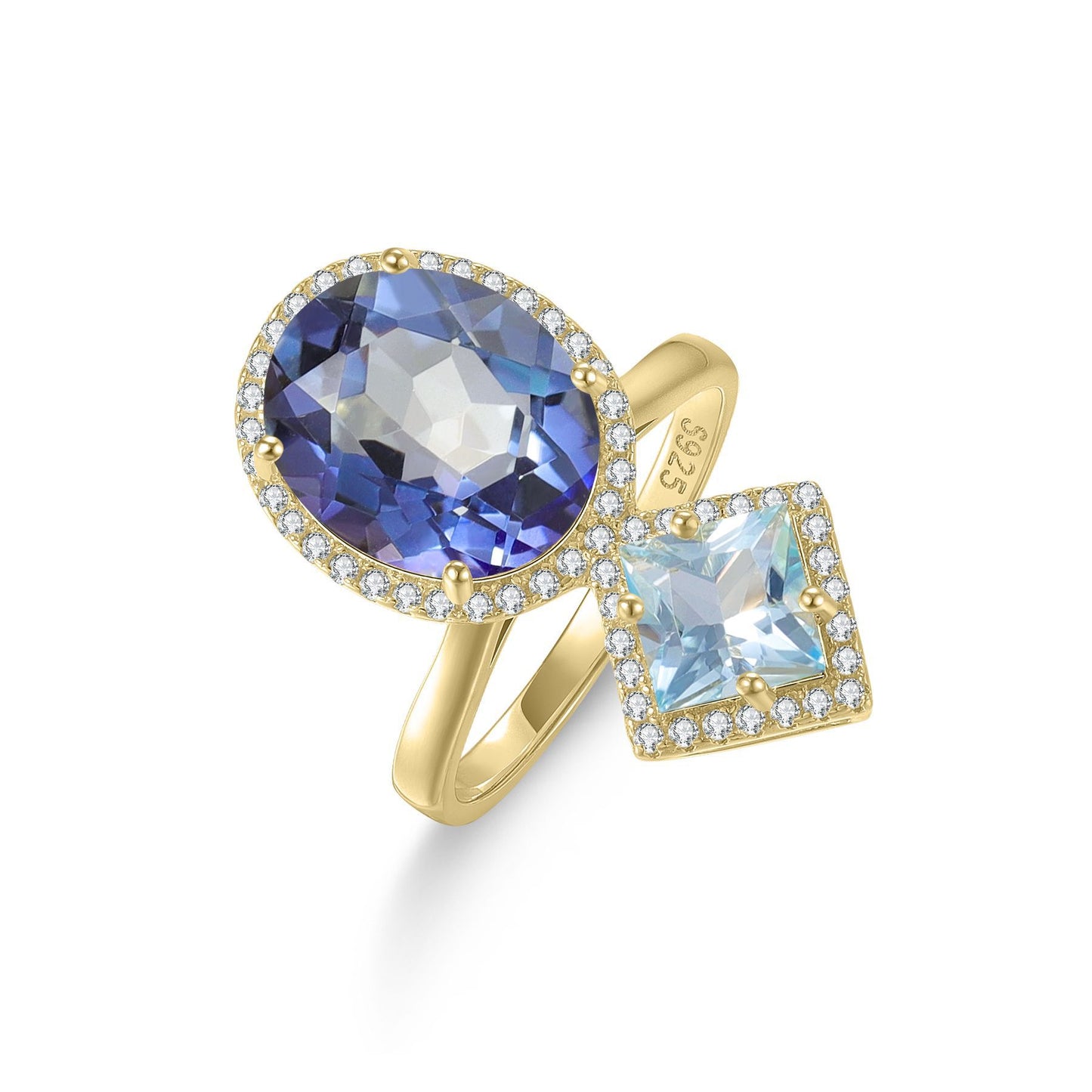 Fresh and Elegant Topaz Ring Moonstone s925Sterling Silver Inlaid Natural Peridot Candy Color Ring New Style