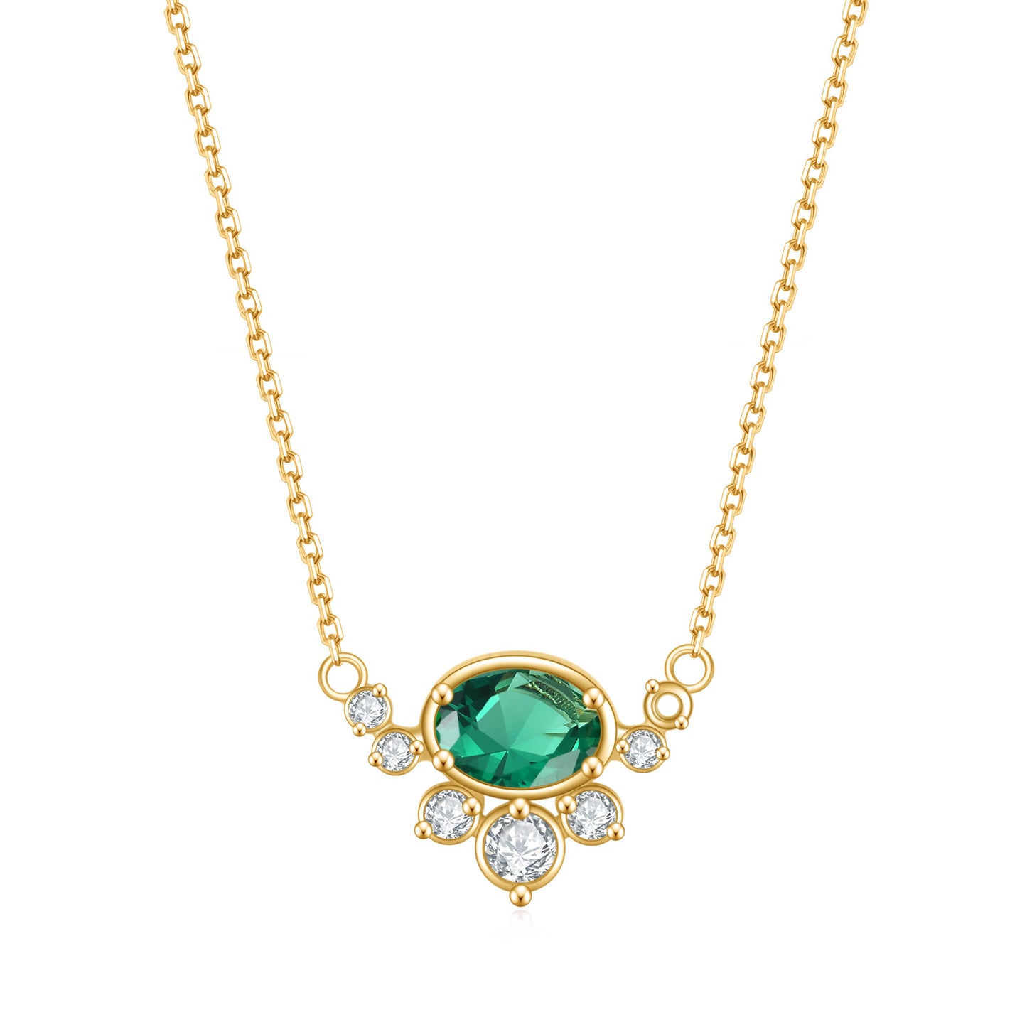 Jewelry S925Sterling Silver Inlaid with Emerald Nano Fashion Light Luxury Elegant Clavicle Chain Gemstone Necklace Pendant
