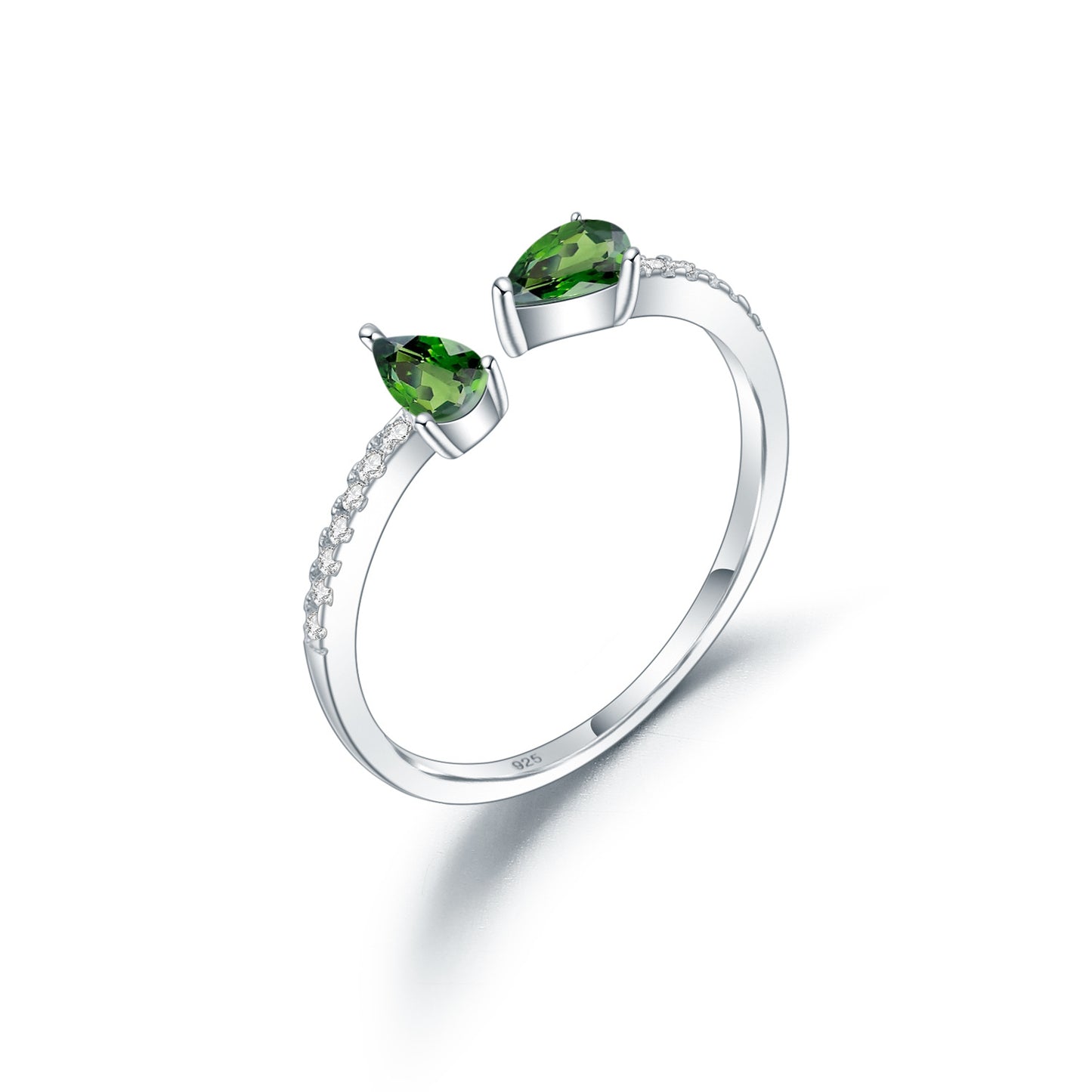Design Sense Light Luxury Simple Natural Translucent Stone Ring Adjustable Prosperous Series925Silver Inlaid Gemstone Ring