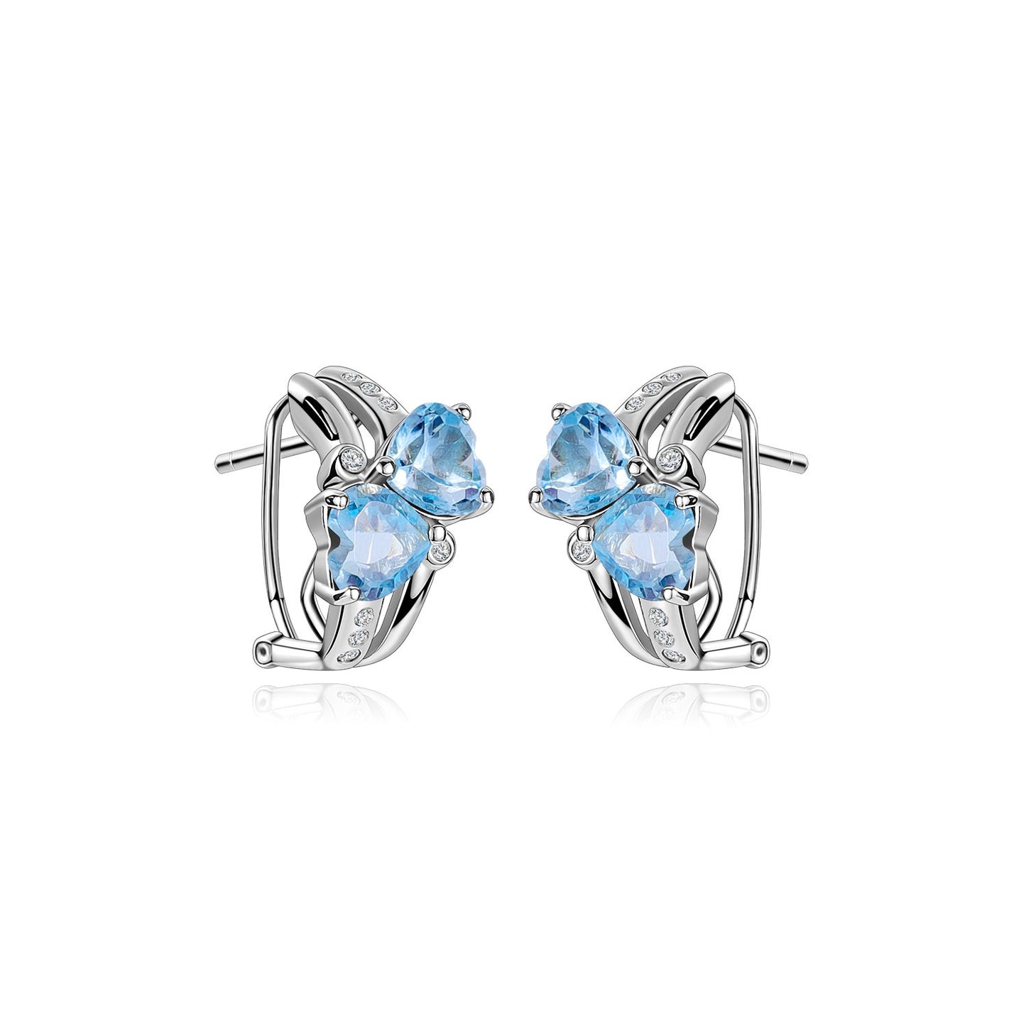 2023New arrival natural colorful gemstone earrings925Sterling Silver Topaz Garnet Crystal Classic Heart Earrings