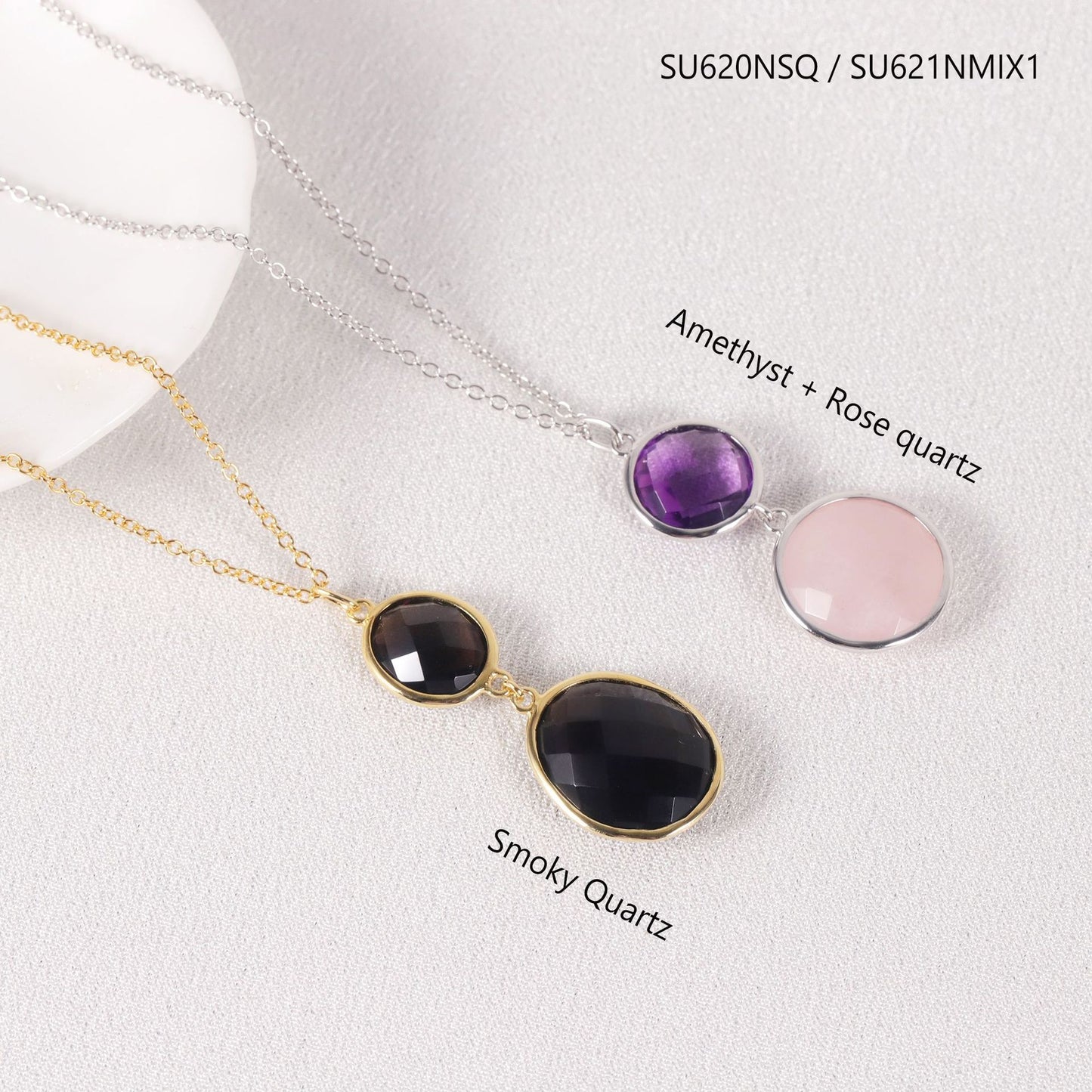 Personality s925Silver Inlaid Natural Amethyst Autumn Winter Sweater Chain Unisex Colorful Mixed Gemstone Long Necklace