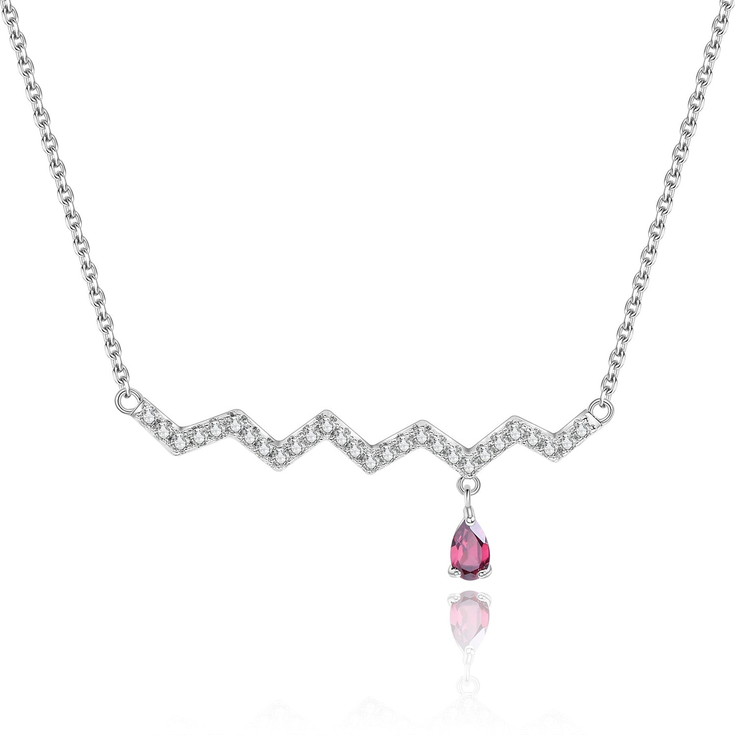 Wave Gemstone Necklace for Women Versatile High-End Feel925Sterling Silver Natural Gemstone Necklace