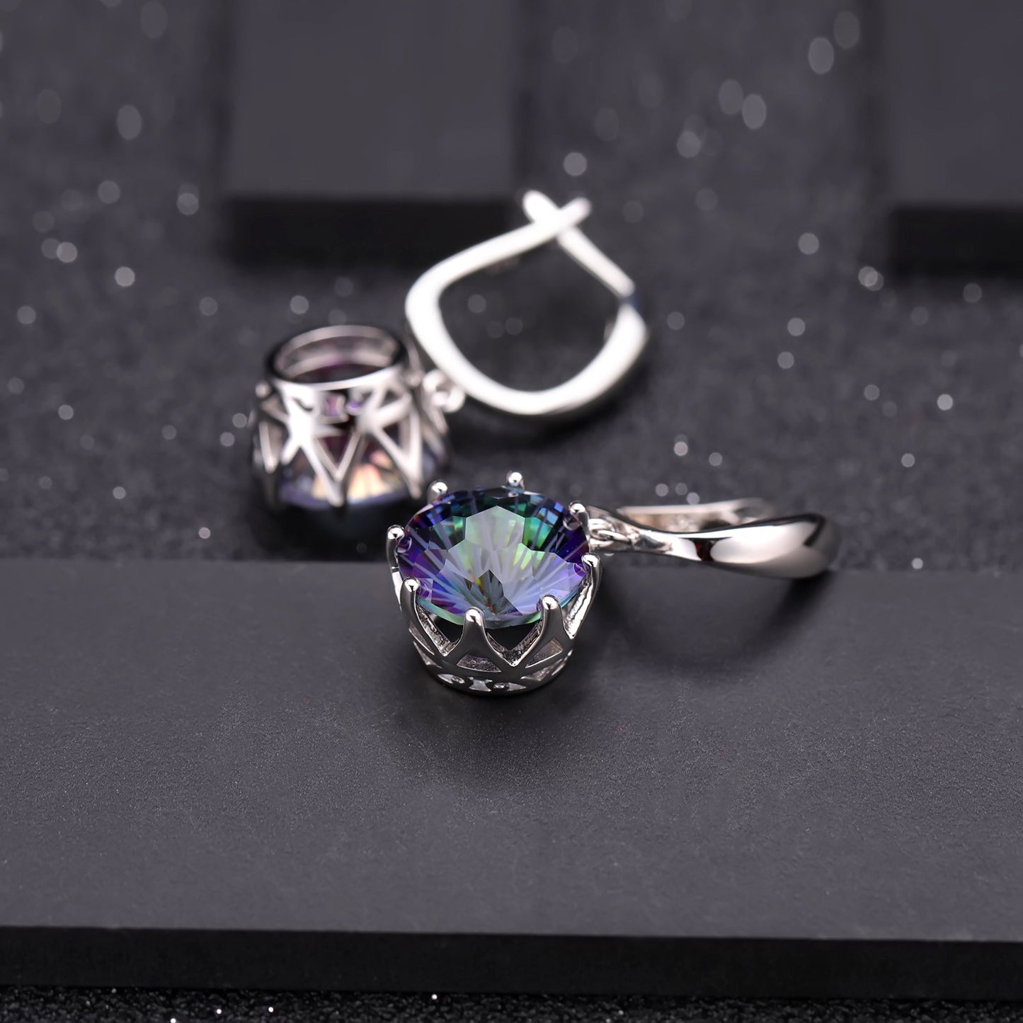 In Stock Fashion Simple Temperament Eardrops Popular s925Silver Inlaid Colorful Gemstone Crystal Earrings Jewelry