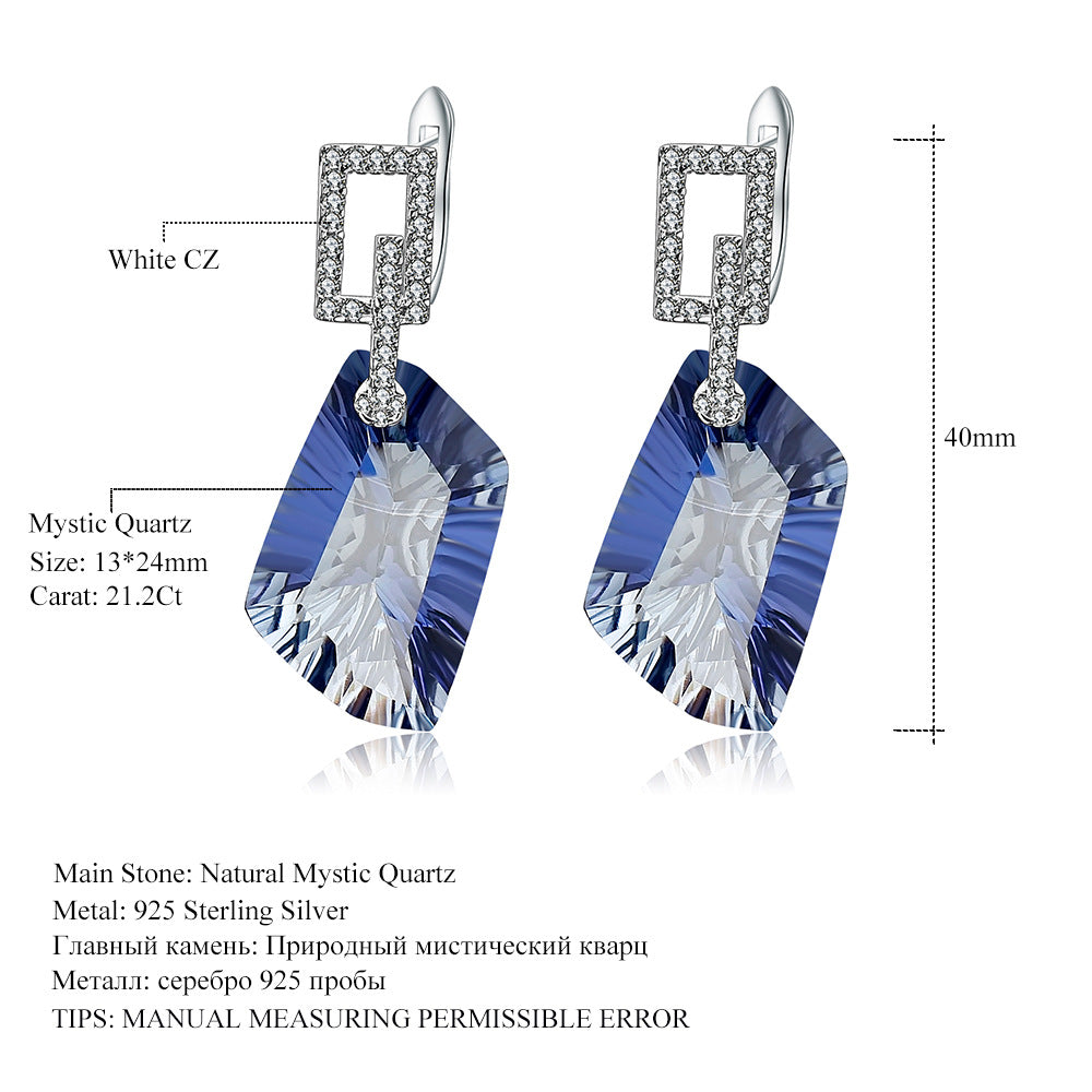 Luxurious High-End Natural Citrine Earrings Fashionable Design s925Silver Irregular Large Carat Natural Gemstone Earrings