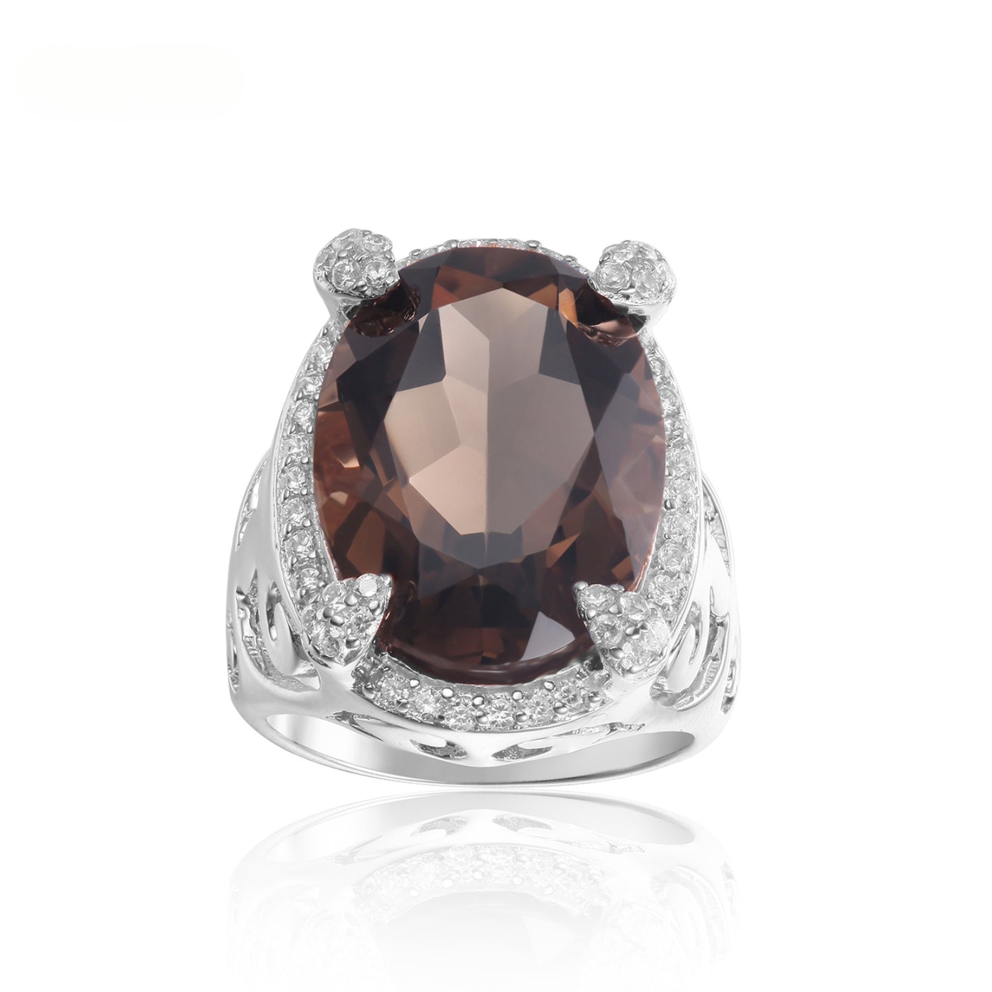 s925Silver Natural Citrine Ring Fashionable Luxurious Unique Design High-end Inlay13*18mm Gemstone Ring