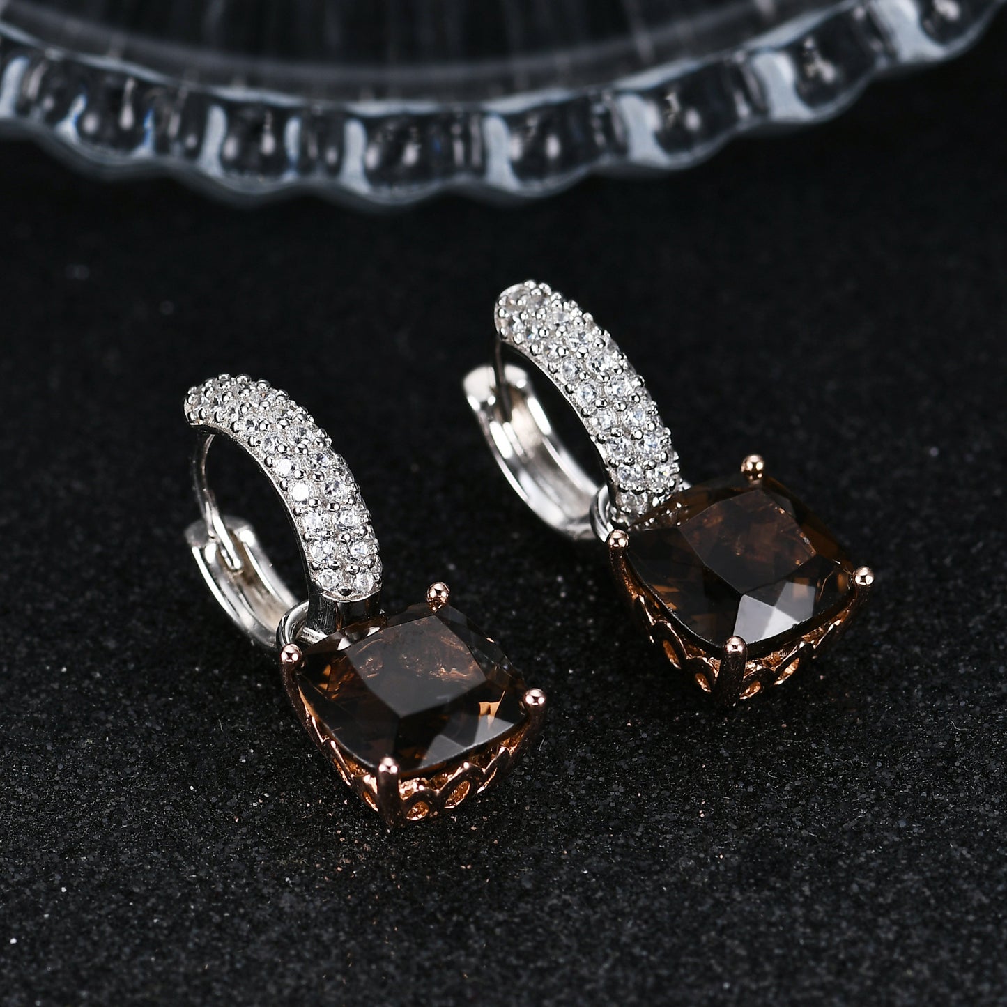 New Luxury Style Fashion Design Natural Citrine Earrings s925Silver Inlaid Colorful Gemstone Stud Earrings