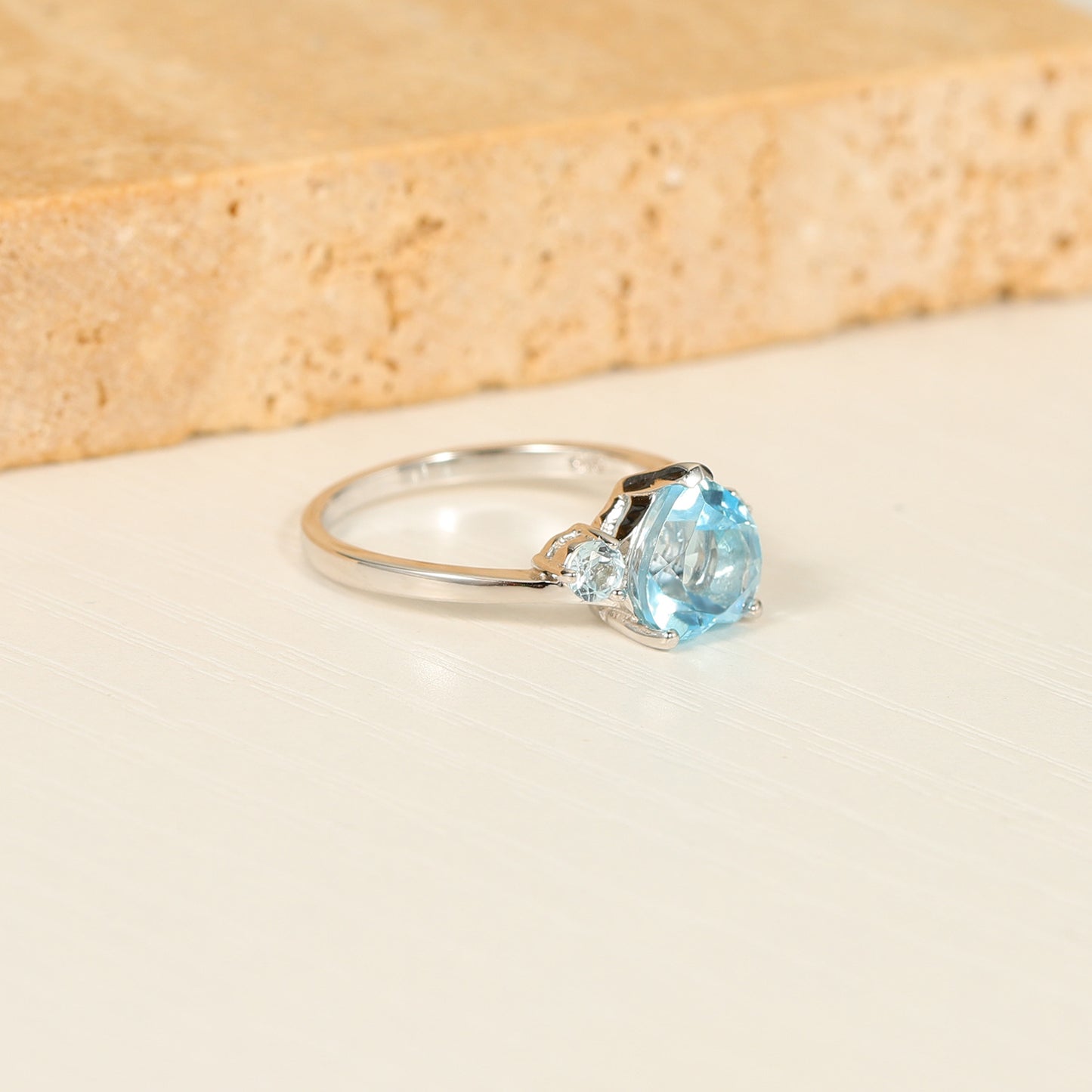 Heart-shaped Simple Natural Crystal Topaz Garnet Gemstone Ring925Sterling Silver Plated18k Gold Color Gemstone Ring
