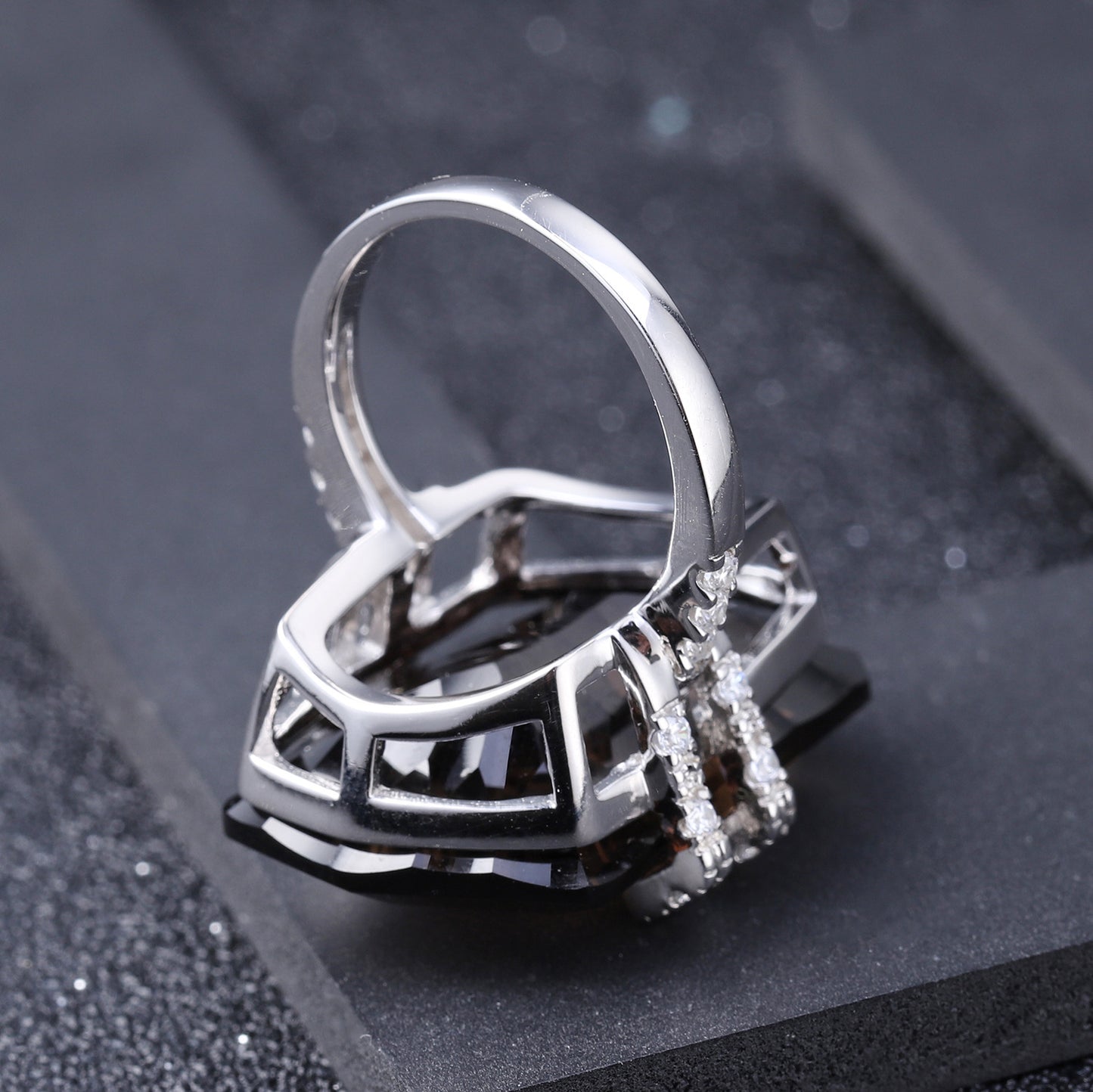 Luxurious High-End Natural Citrine Ring Fashionable Design925Silver Irregular Large Carat Natural Gemstone Ring