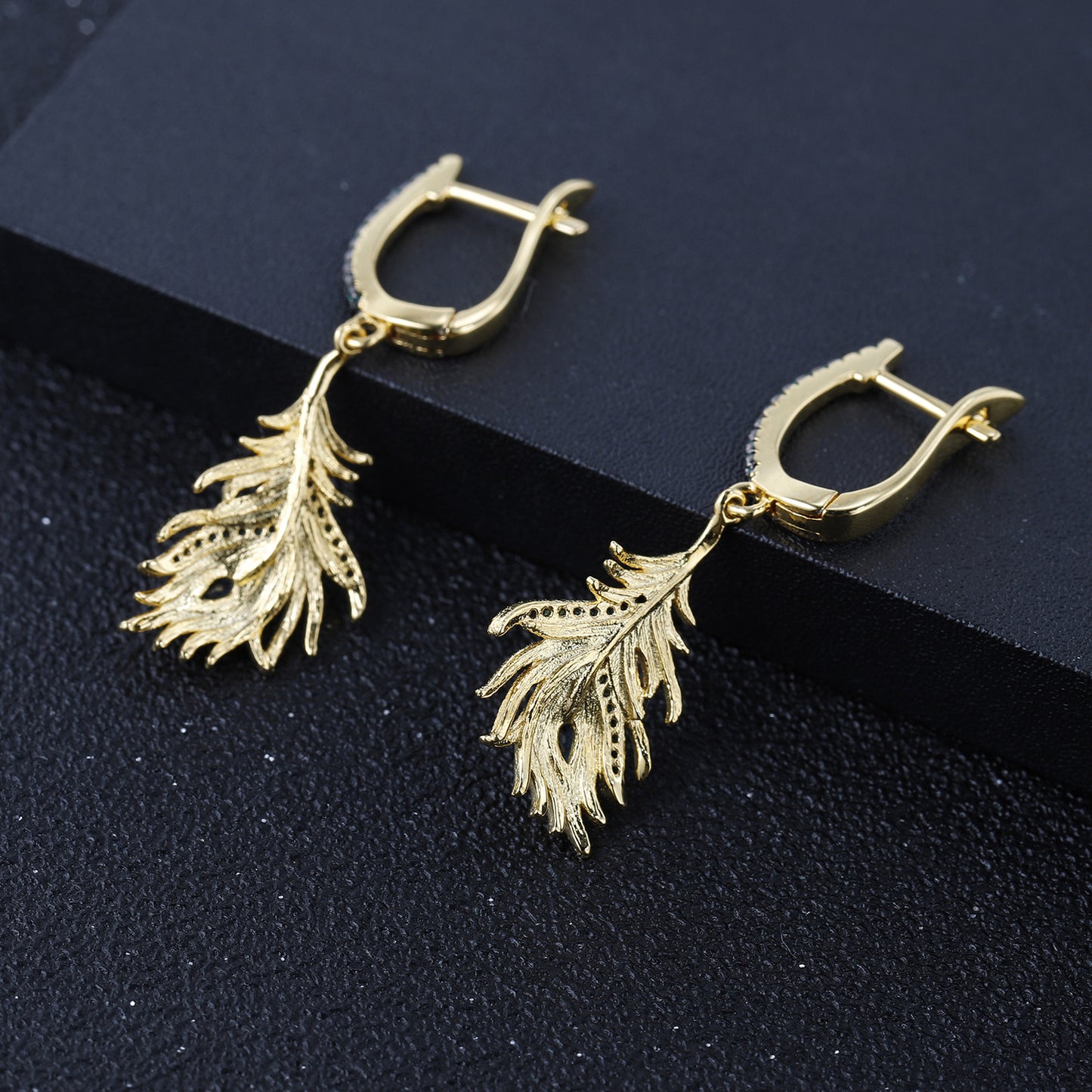 Designer High-End Gemstone Earrings Phoenix Feather Design s925Silver Natural Topaz Earrings Drop Earrings