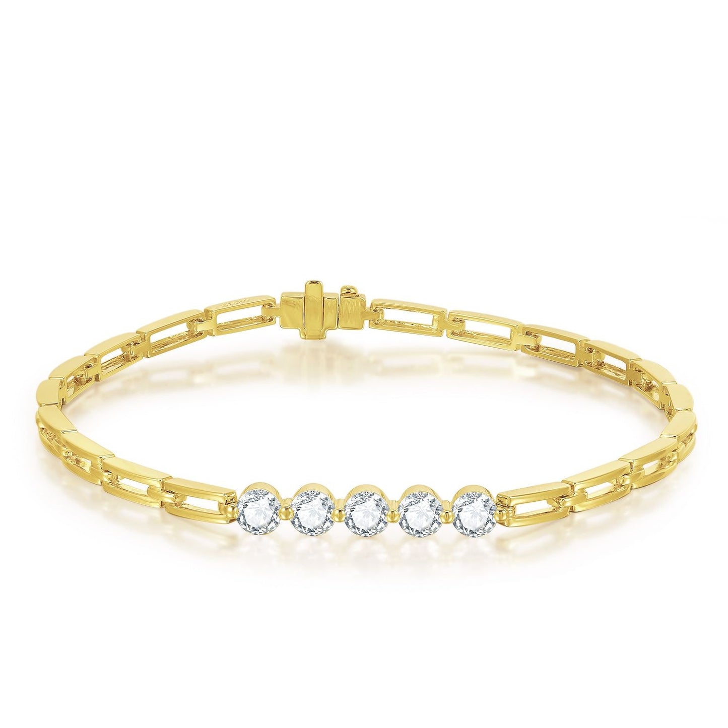 Fashionable and Simple18k Gold Bracelet Inlaid with Cultivated Diamonds Small Diamond Bracelet High-end Jewelry Au750Hollow Bracelet Gold