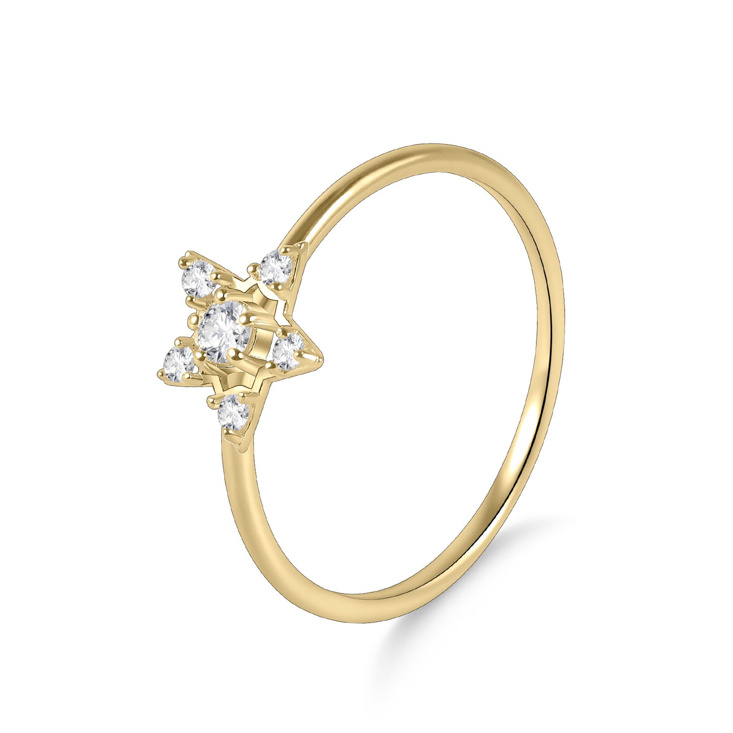 Five-pointed star ring s925Sterling Silver Moissanite Gold Dawn Series Small Ring with Hollow Design Sense Diamond Ring