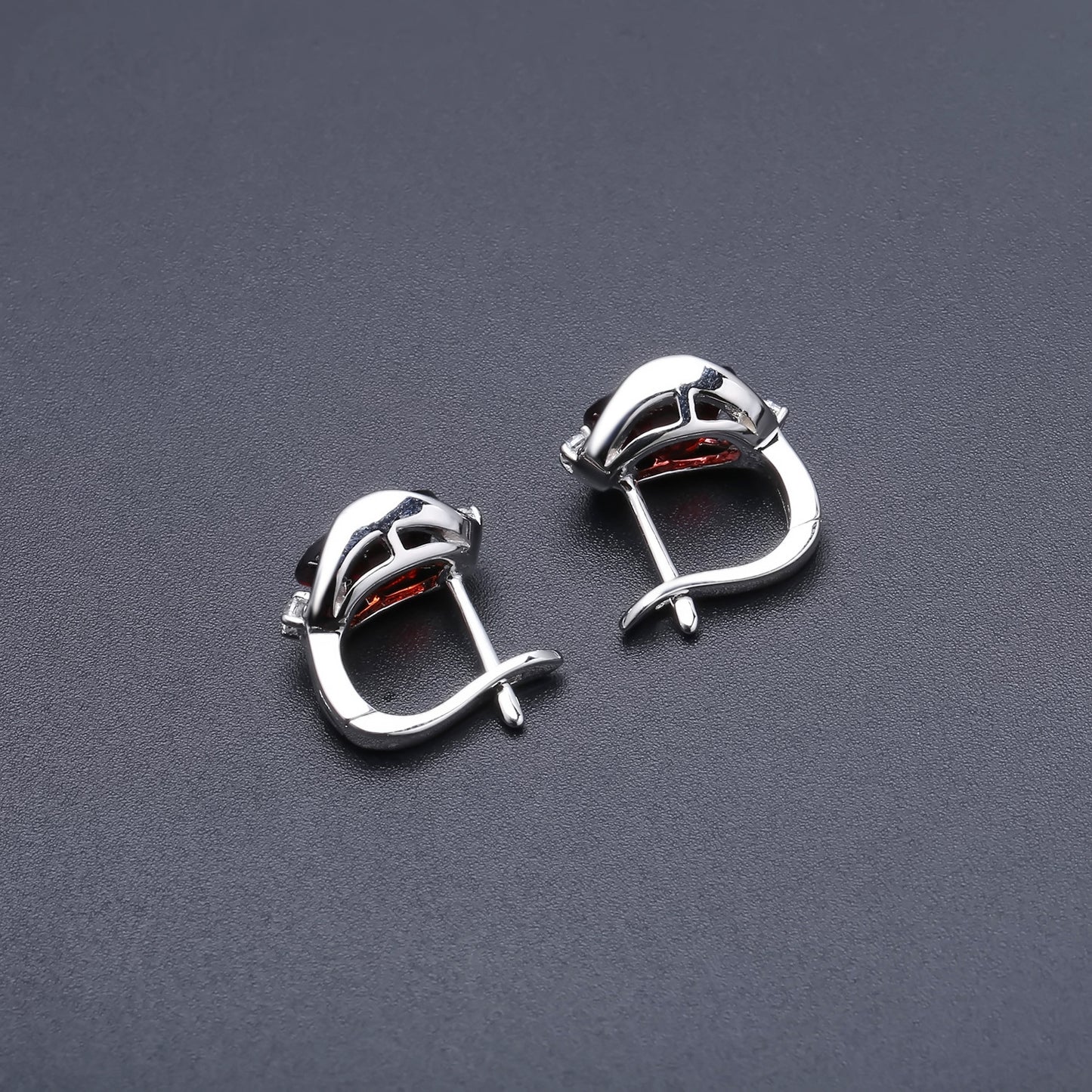 Natural Garnet Earrings Fashionable Light Luxury Simple s925Silver Inlaid Natural Gemstone Sapphire Earrings