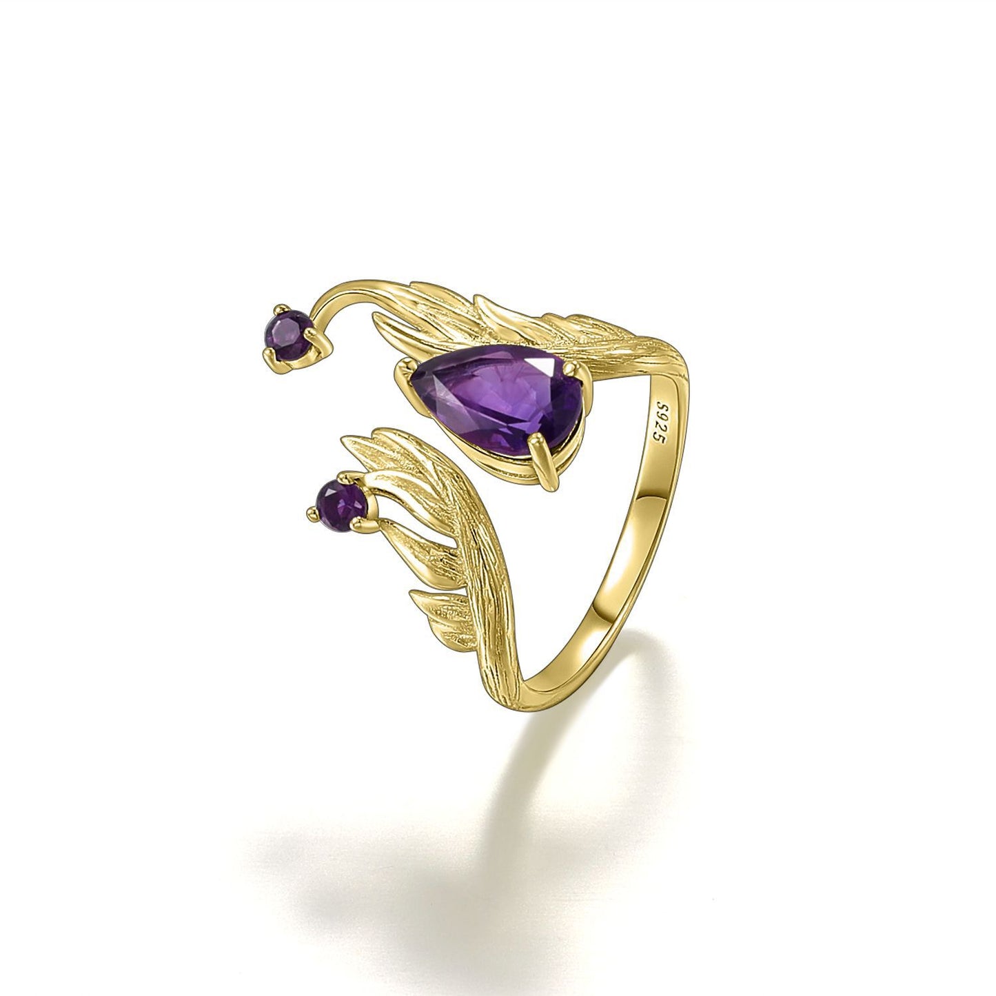 Designer High-End Dark Retro Style Open Ring Italian Craftsmanship s925Silver Natural Amethyst Ring