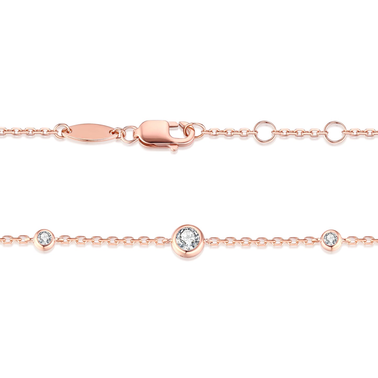 Fashion ins Wind18k Women's round Diamond Rose Gold Bracelet k Gold Bracelet Fresh