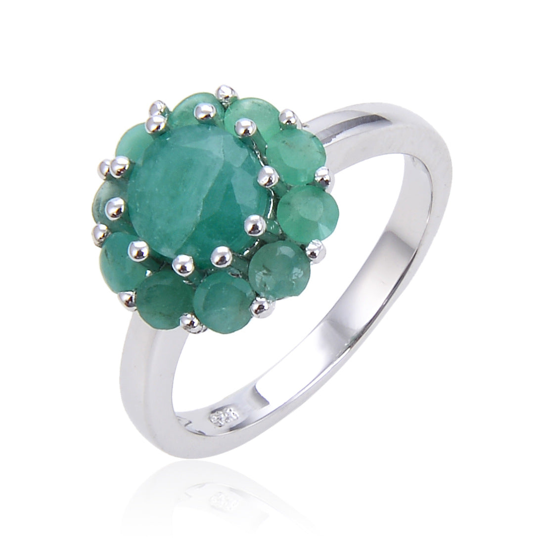 Floral Natural Garnet Ring s925Sterling Silver Cluster Inlaid Tourmaline Emerald Ring Colorful Gemstone Ring New Style