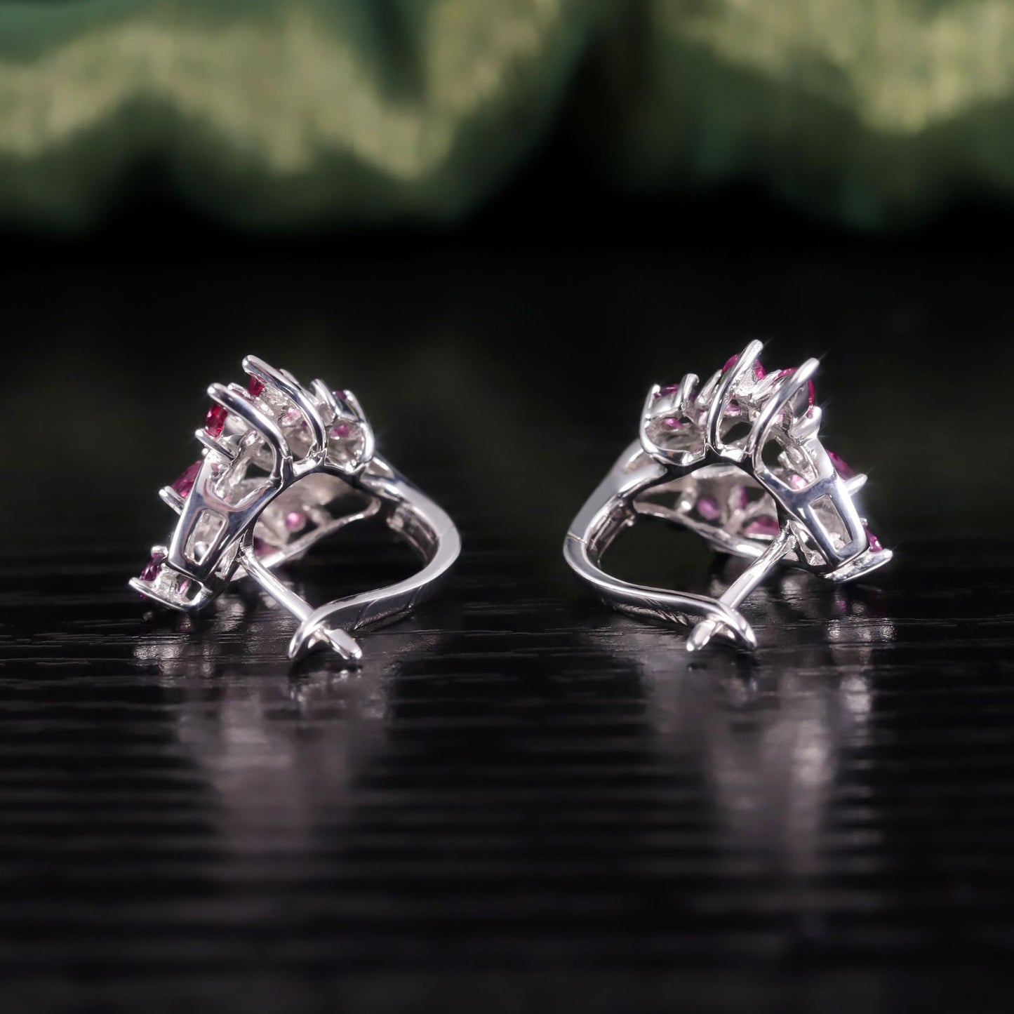 Natural Style Leaf Branch Earrings S925Sterling Silver Inlaid Natural Garnet Niche Design Earrings New Style
