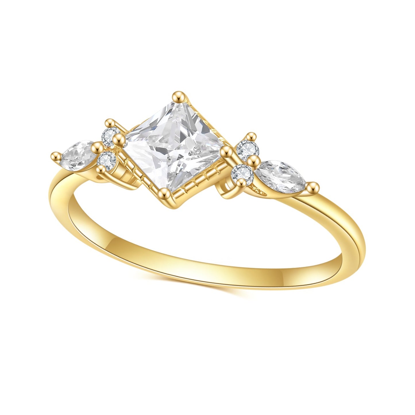 Jewelry S925Sterling Silver Inlaid5A Zircon Ring Fashionable High-end Luxury Gemstone Plated14K Gold ring