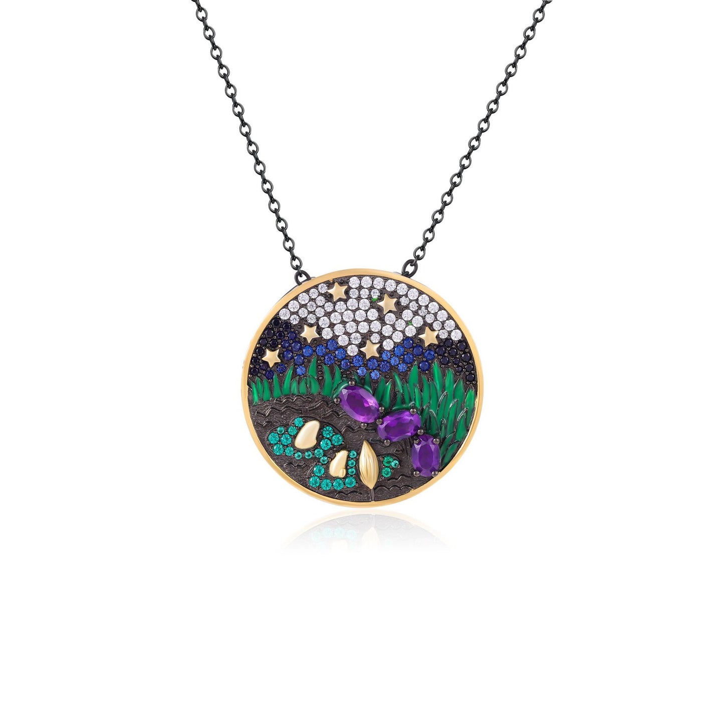 Natural Amethyst Pendant with a Niche High-End Feel925Sterling Silver Jewelry Original Design Gemstone Necklace