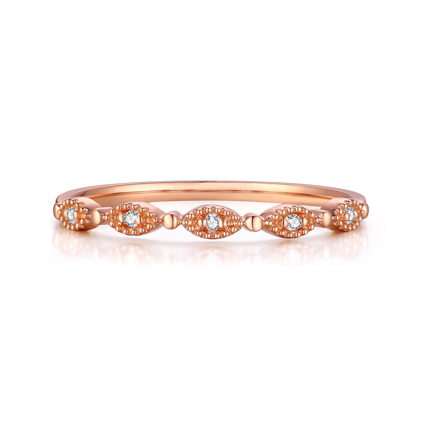 18k Gold Inlaid Cultivated Diamond Ring Stackable Side Ring Tail Ring Rose Gold Crushed Diamond k Gold Ring with Fine Personality